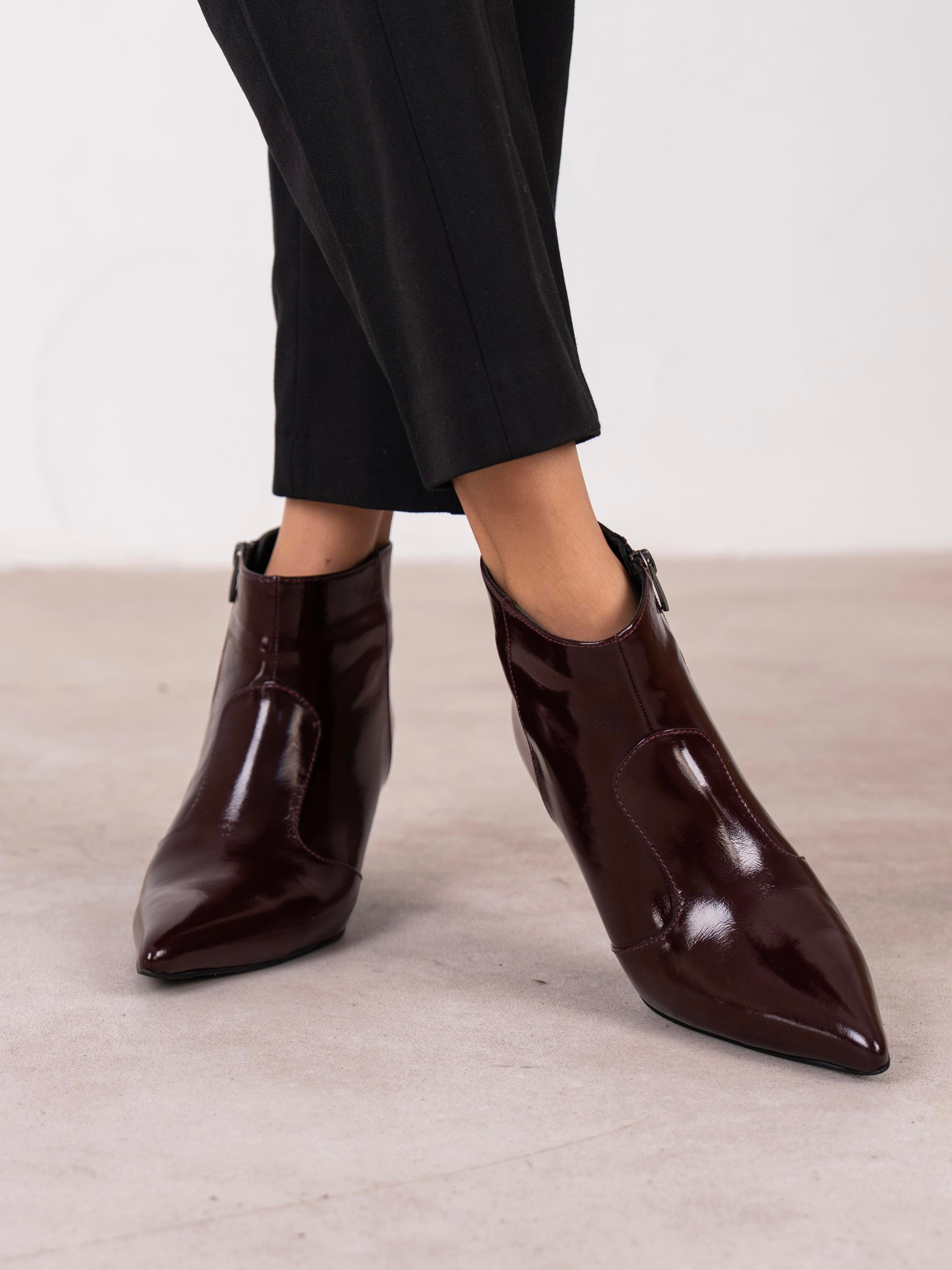 Akdor Bordo Rugan Hakiki Deri Kadın Bot