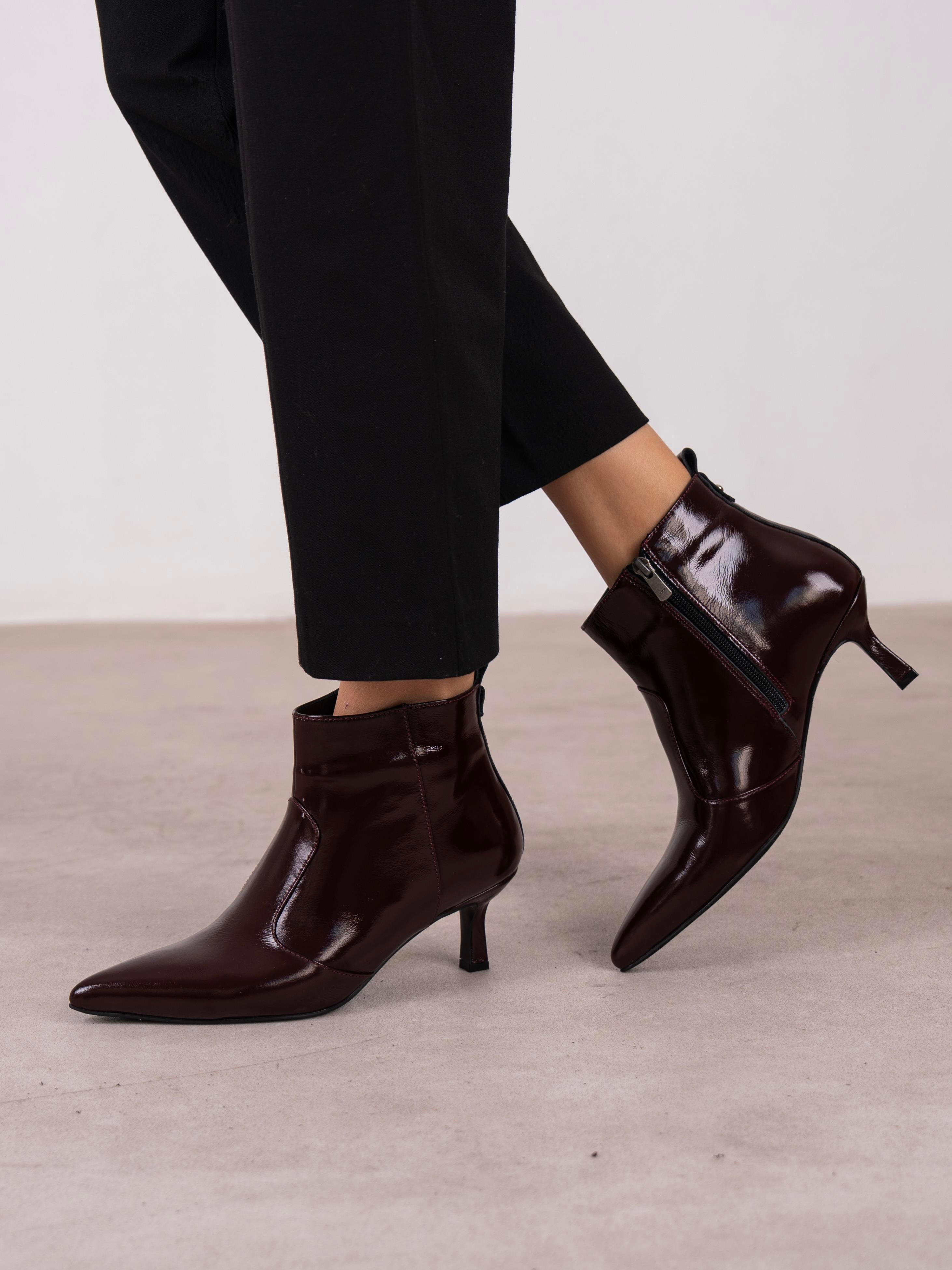 Akdor Bordo Rugan Hakiki Deri Kadın Bot