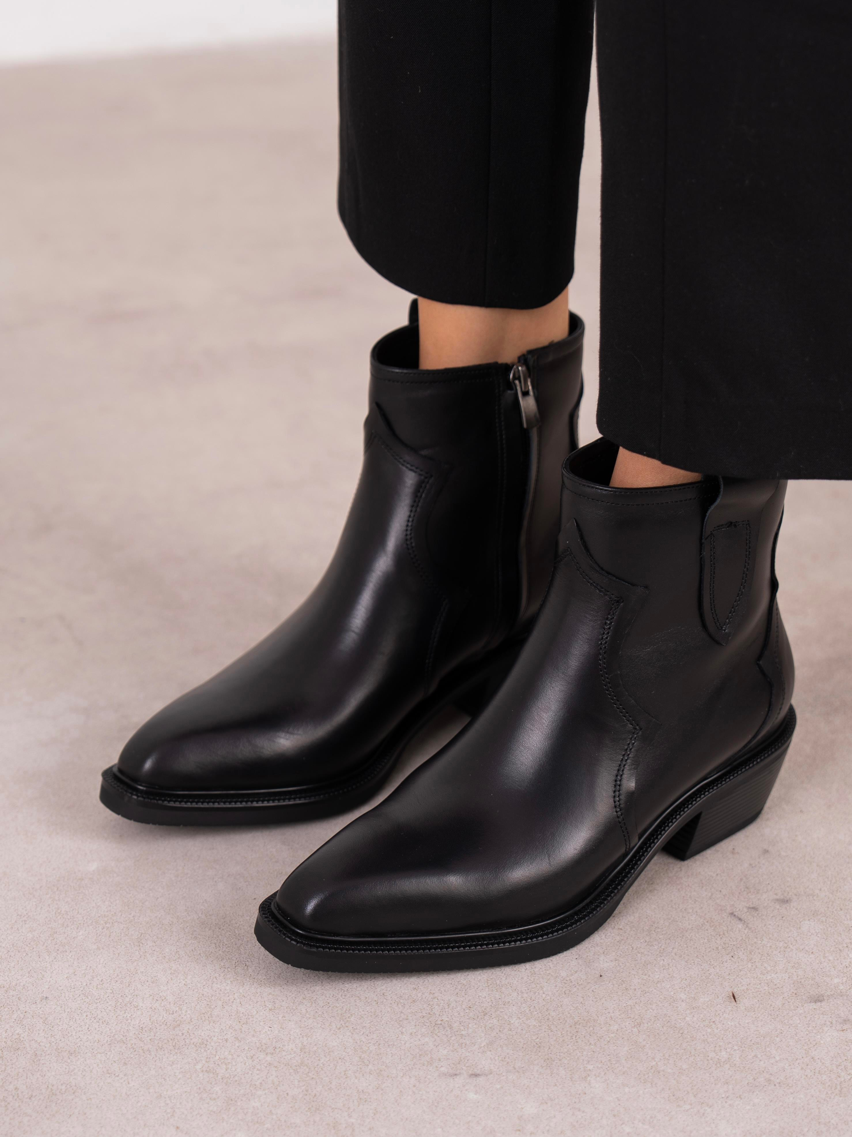 Estelle Siyah Hakiki Deri Kadın Bot