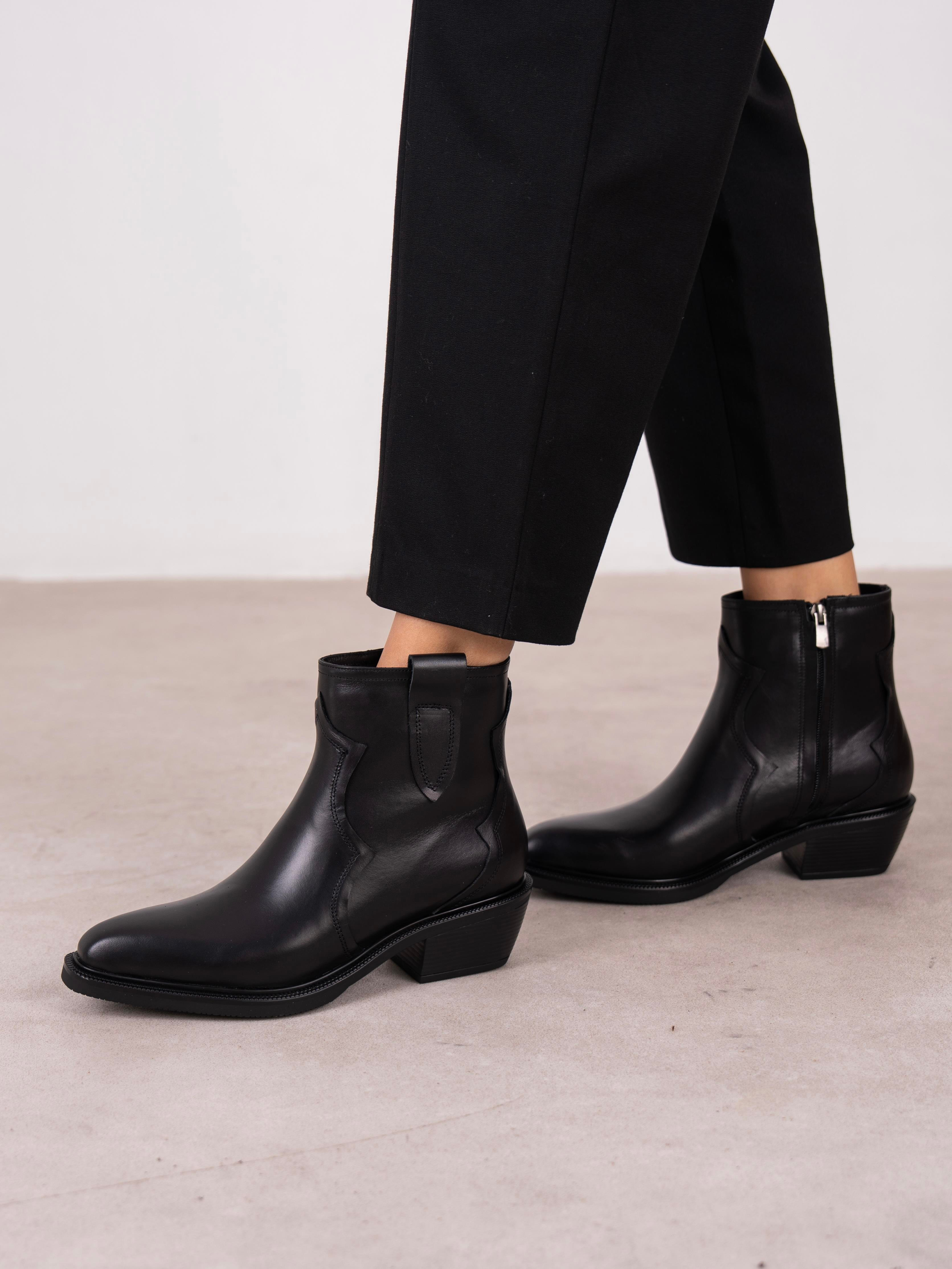 Estelle Siyah Hakiki Deri Kadın Bot