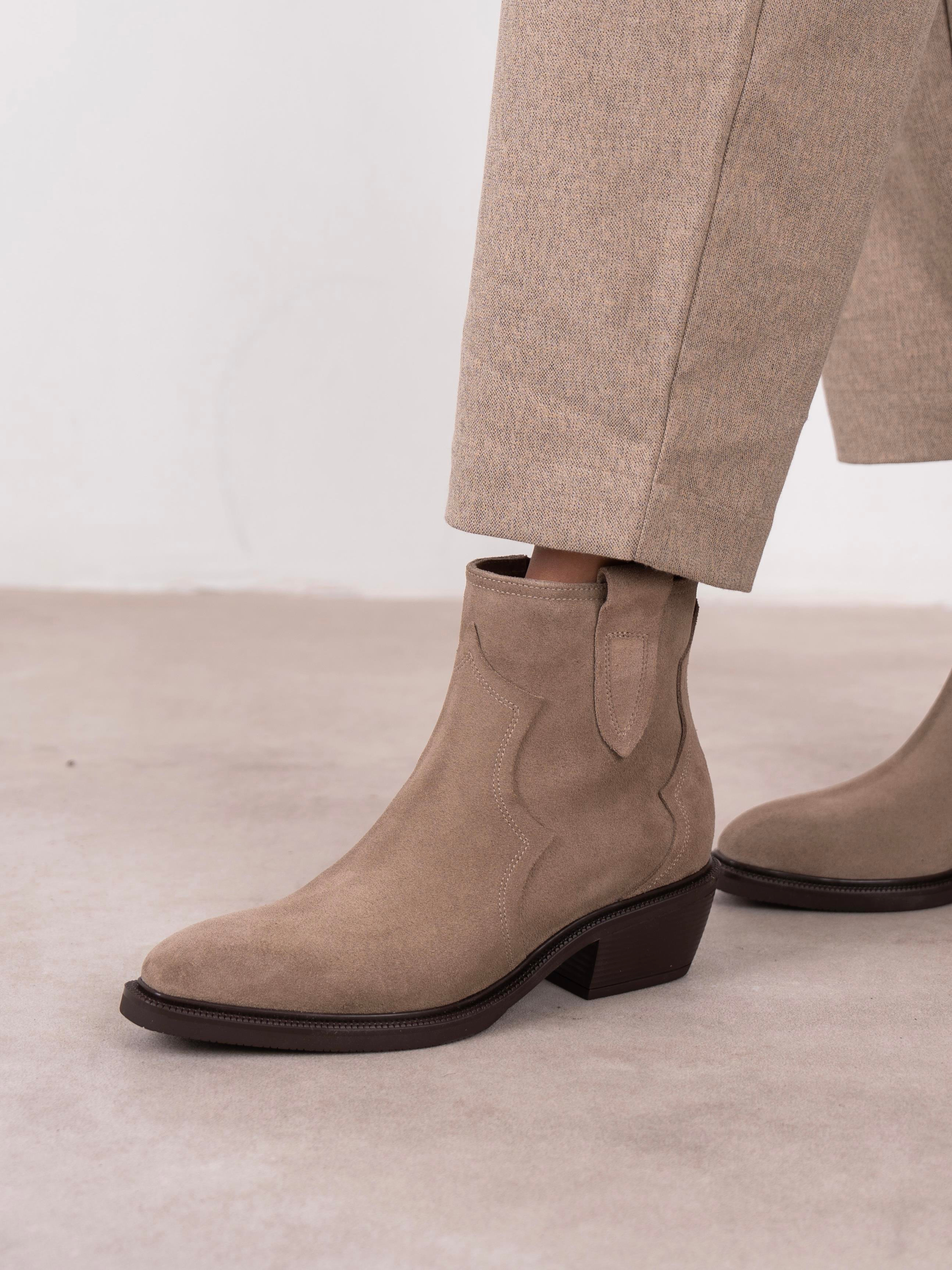 Estelle Vizon Süet Hakiki Deri Kadın Bot