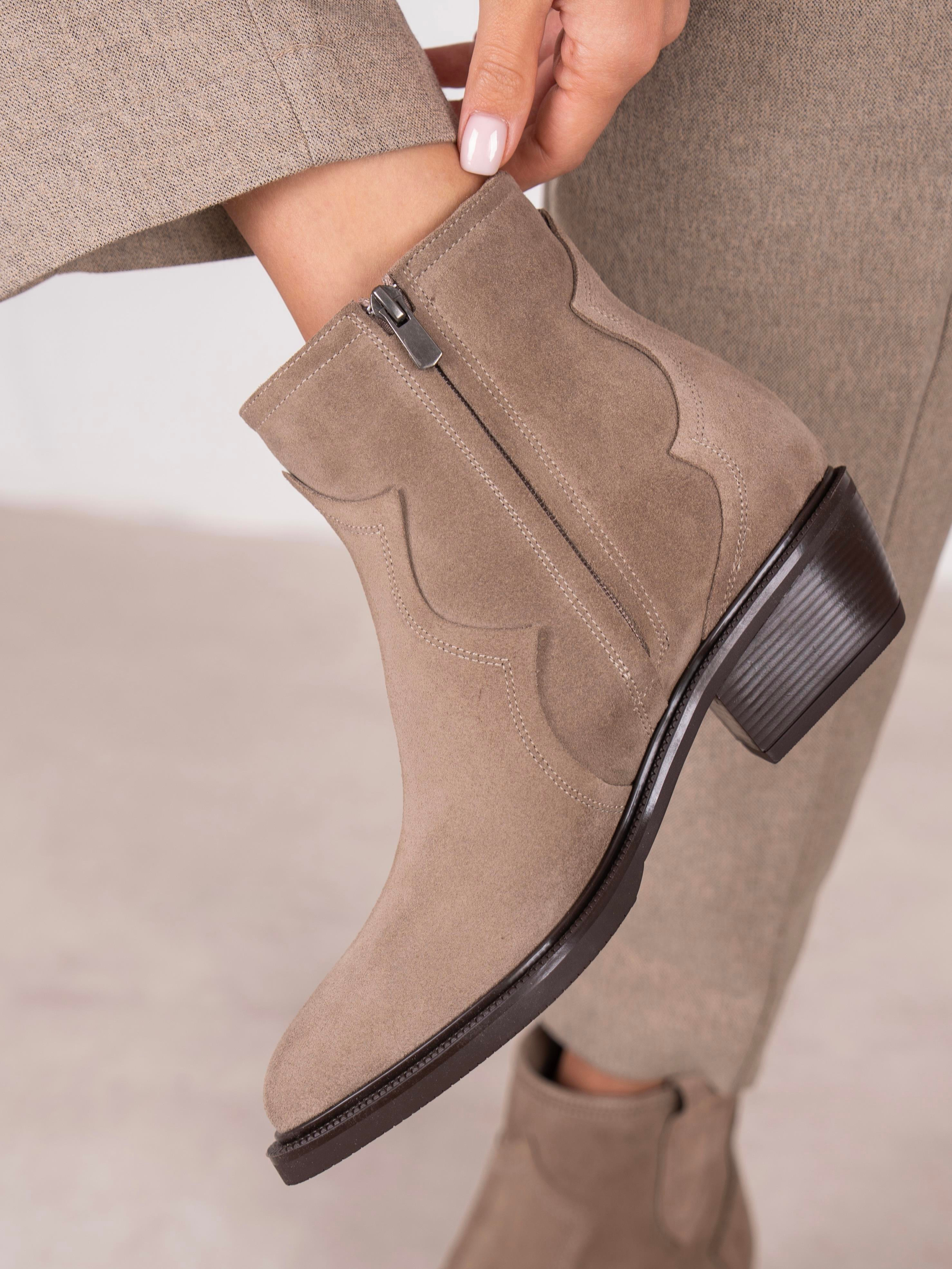 Estelle Vizon Süet Hakiki Deri Kadın Bot