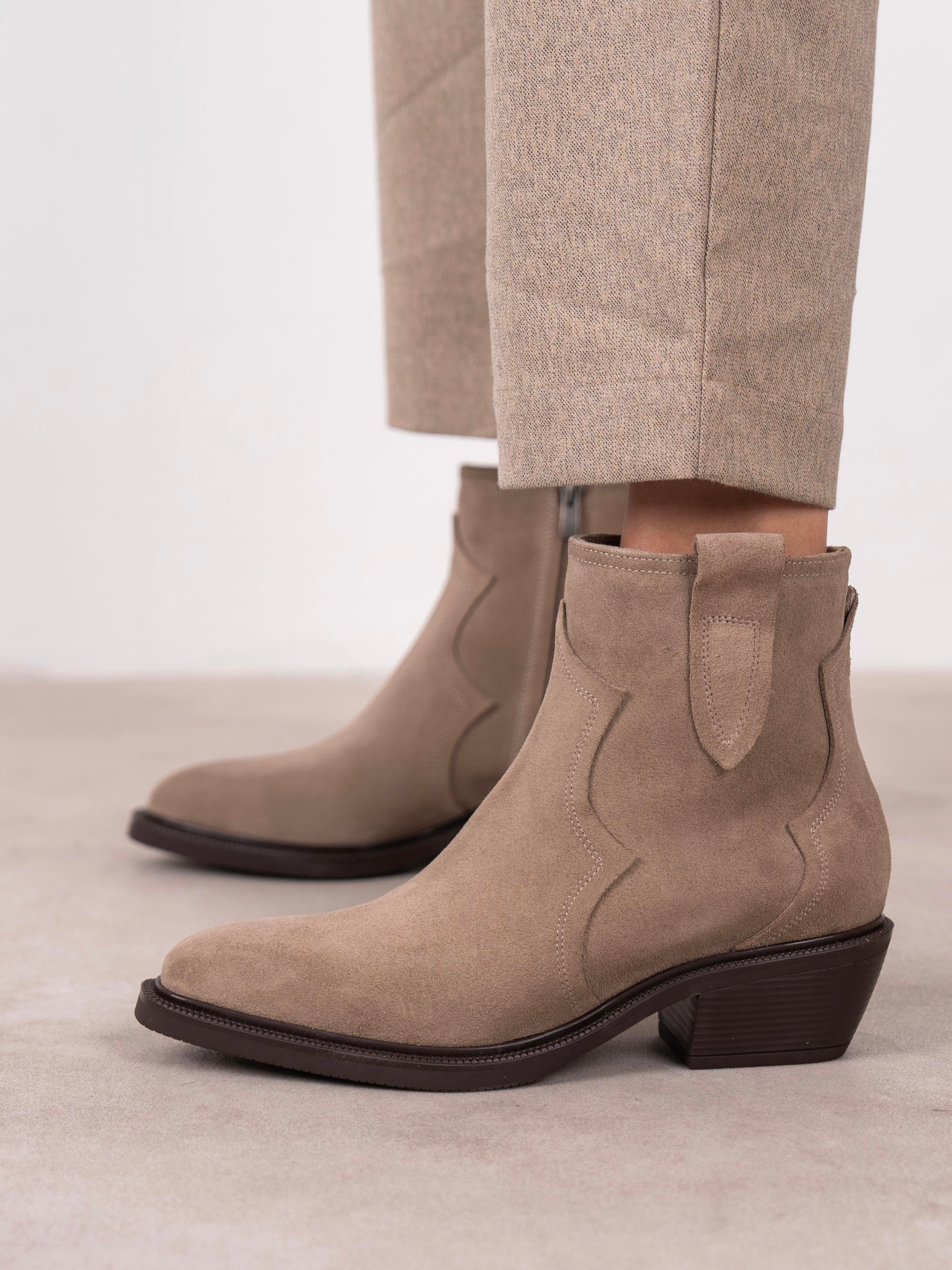 Estelle Vizon Süet Hakiki Deri Kadın Bot