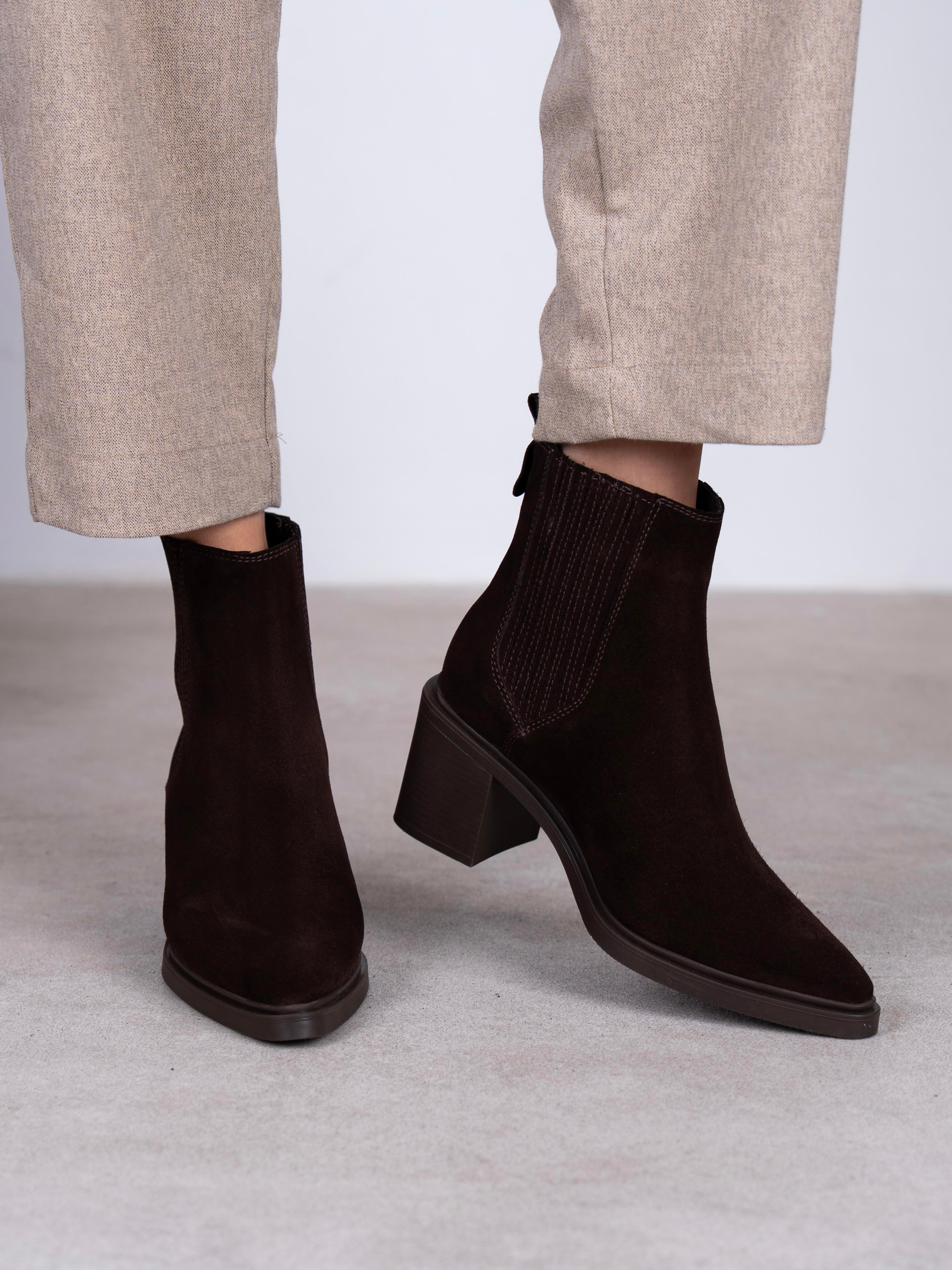 Fidra Kahve Süet Hakiki Deri Kadın Bot