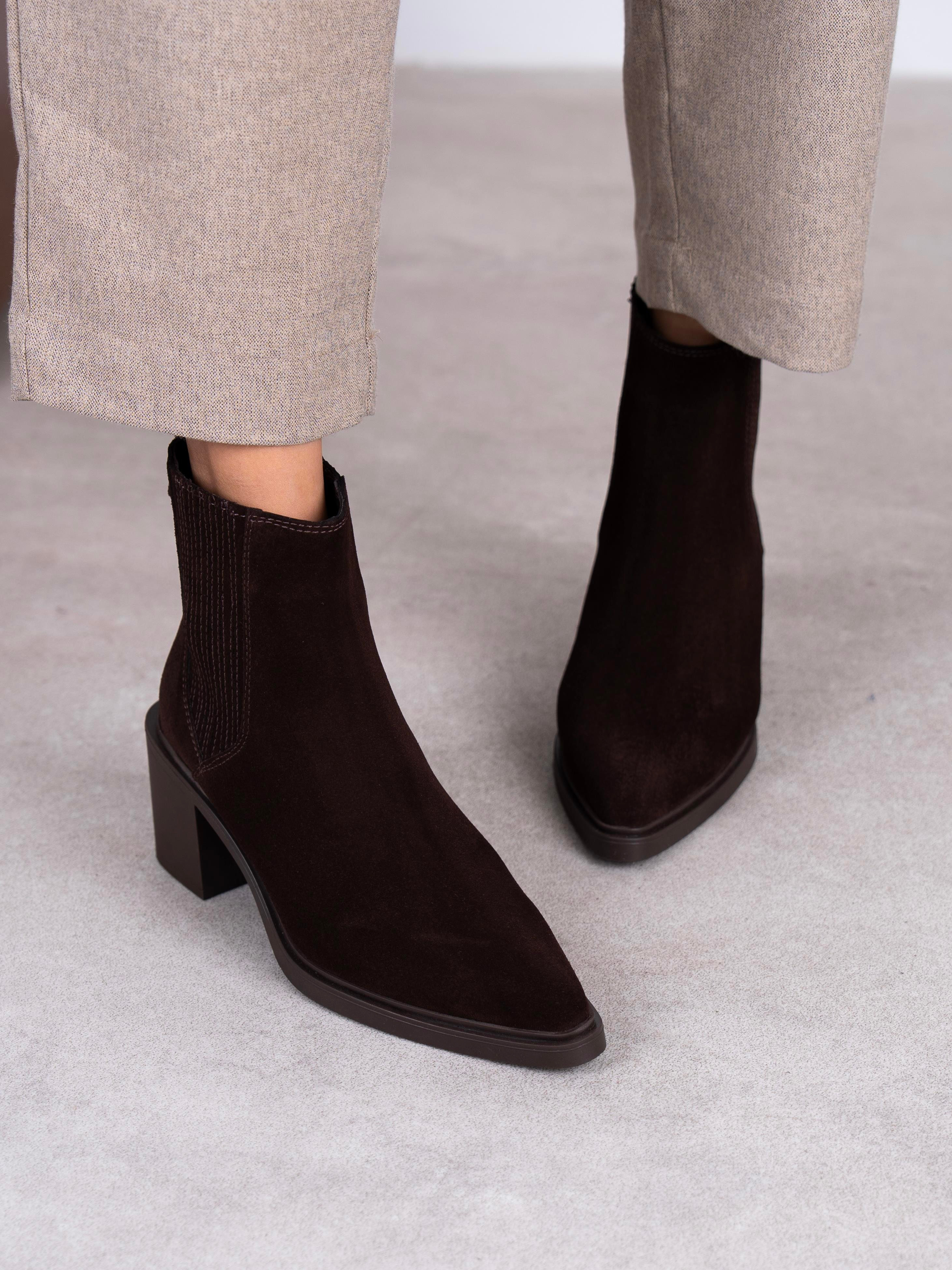 Fidra Kahve Süet Hakiki Deri Kadın Bot