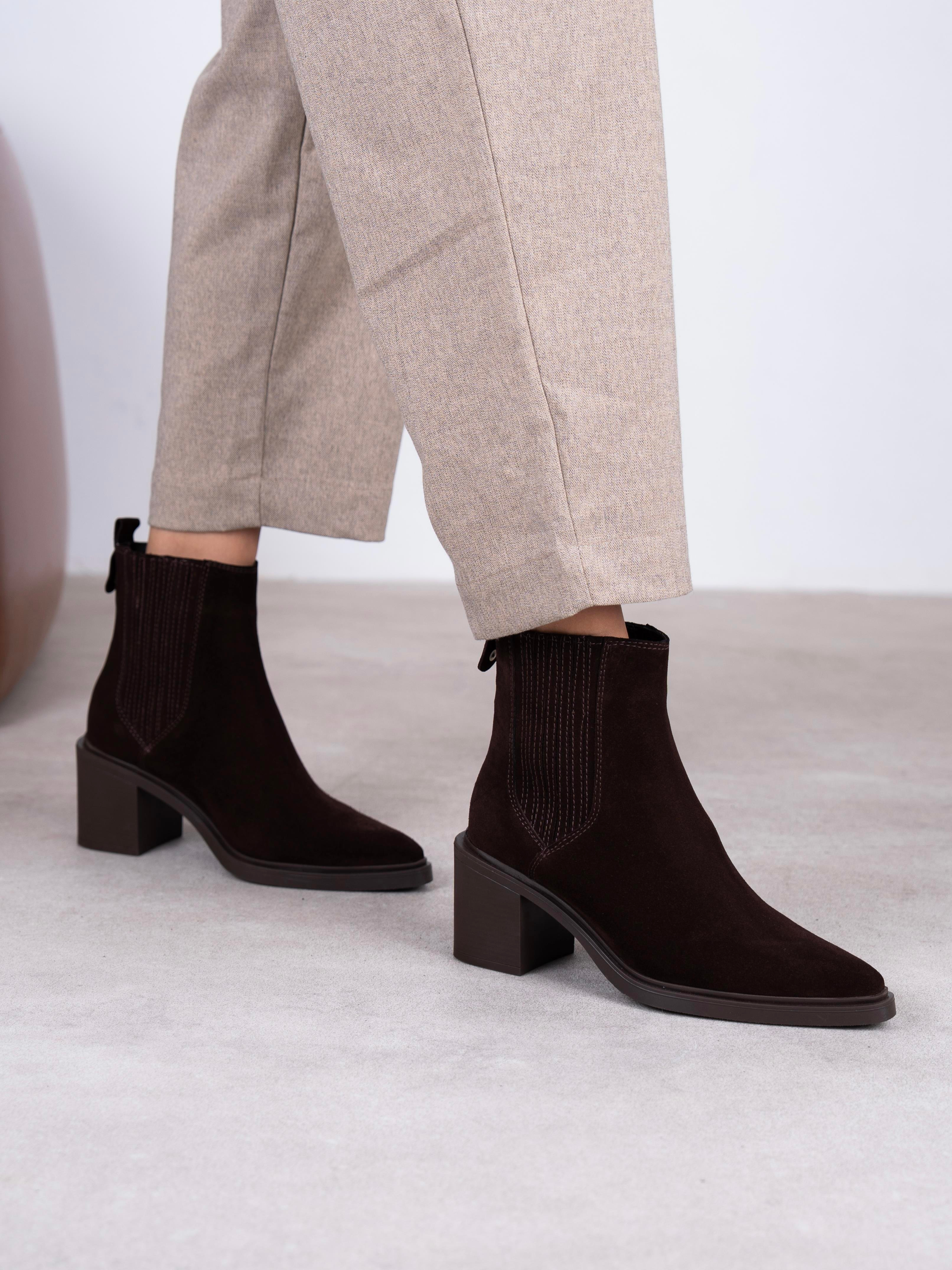 Fidra Kahve Süet Hakiki Deri Kadın Bot