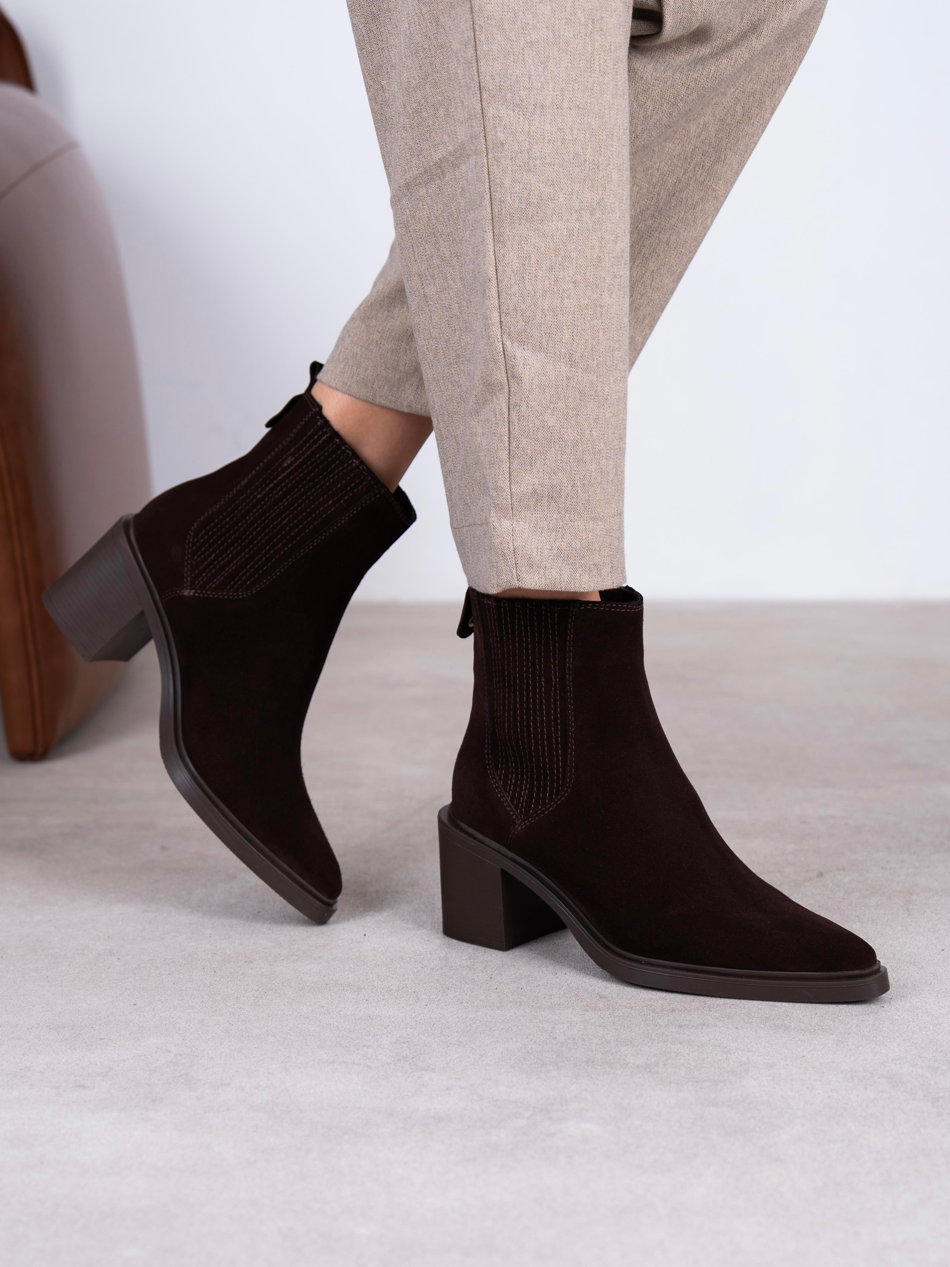 Fidra Kahve Süet Hakiki Deri Kadın Bot