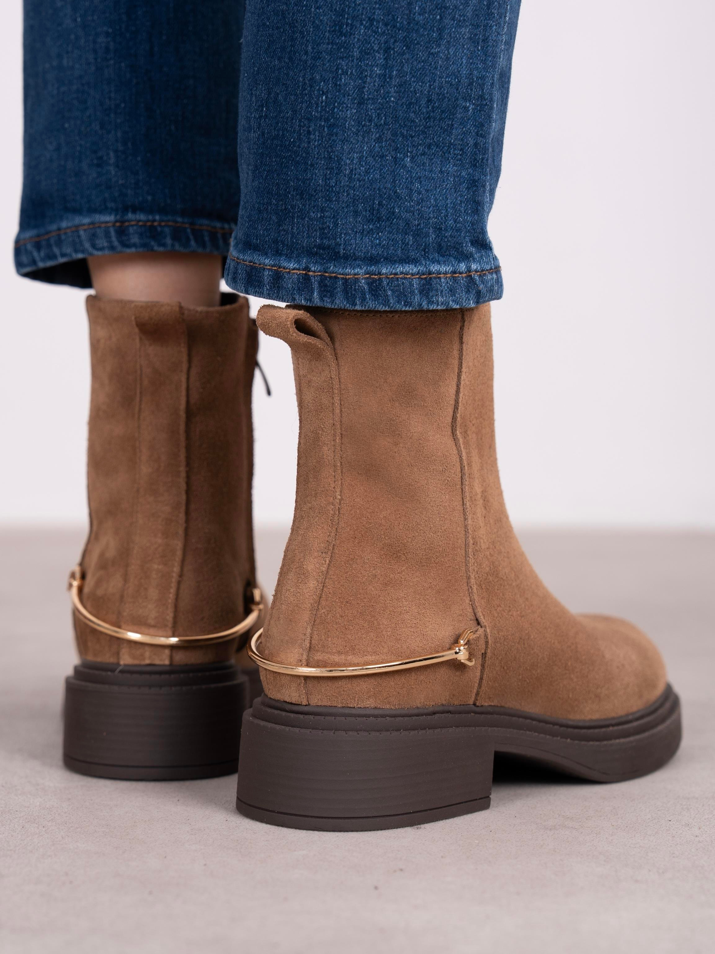 Fleur Camel Süet Hakiki Deri Kadın Bot