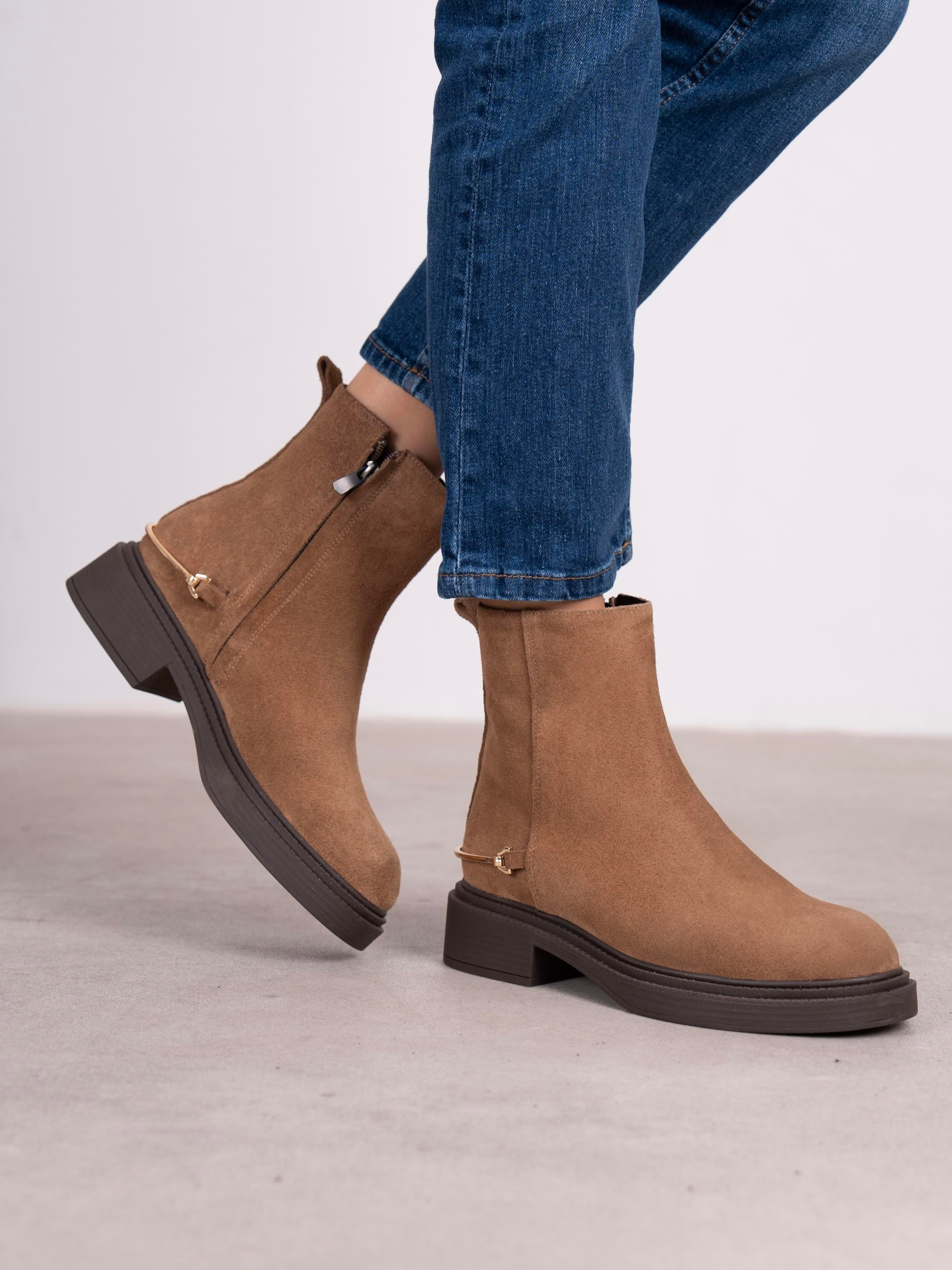 Fleur Camel Süet Hakiki Deri Kadın Bot