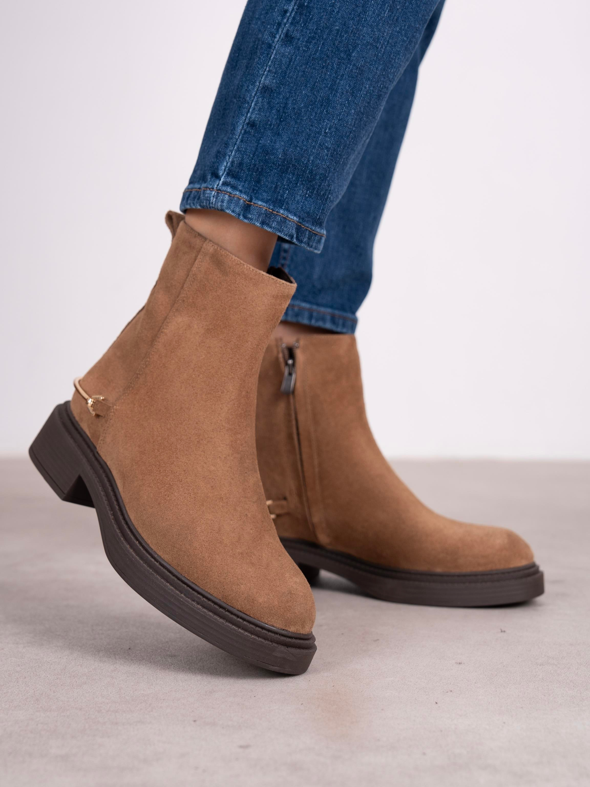 Fleur Camel Süet Hakiki Deri Kadın Bot