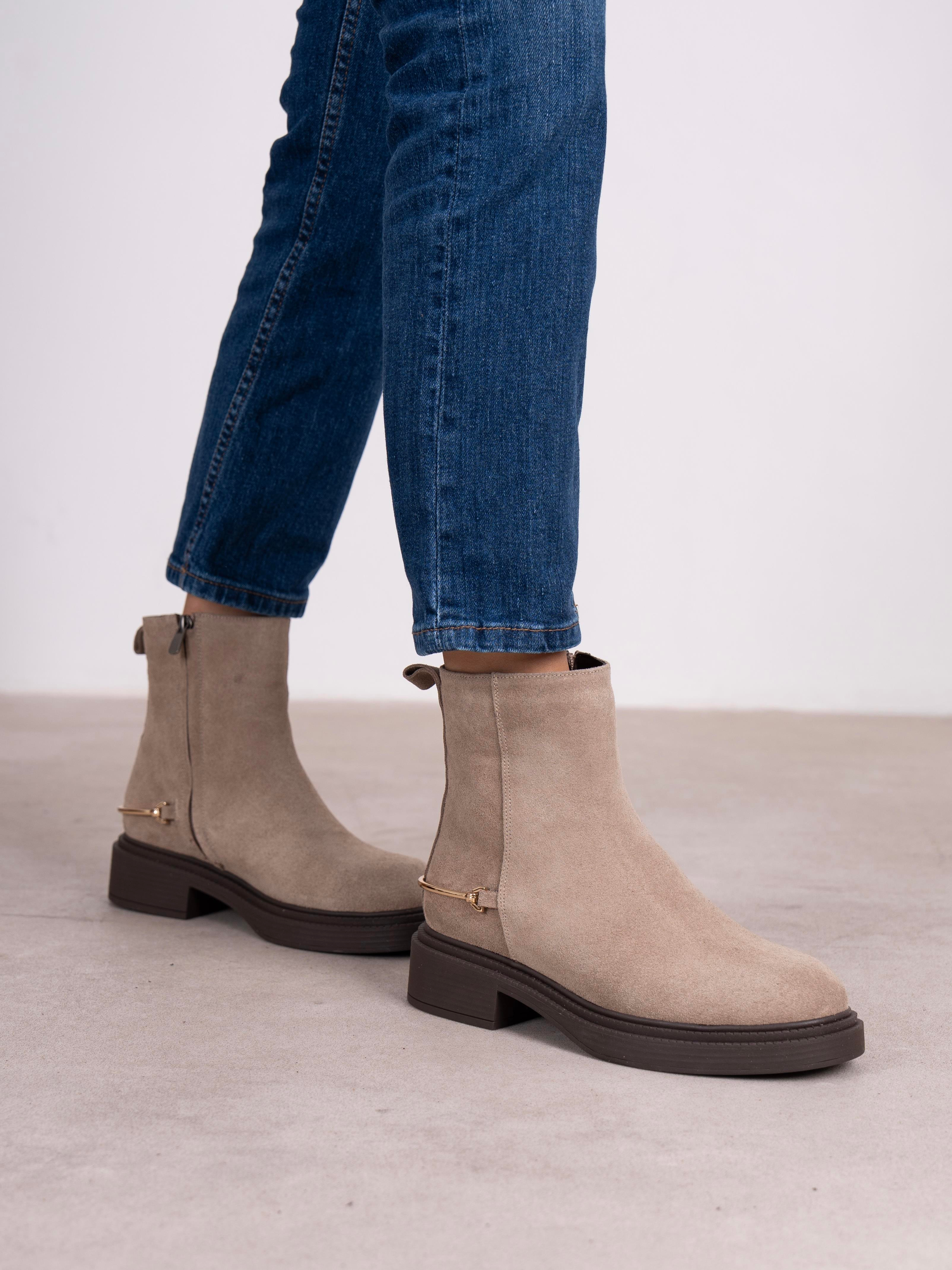 Fleur Vizon Süet Hakiki Deri Kadın Bot