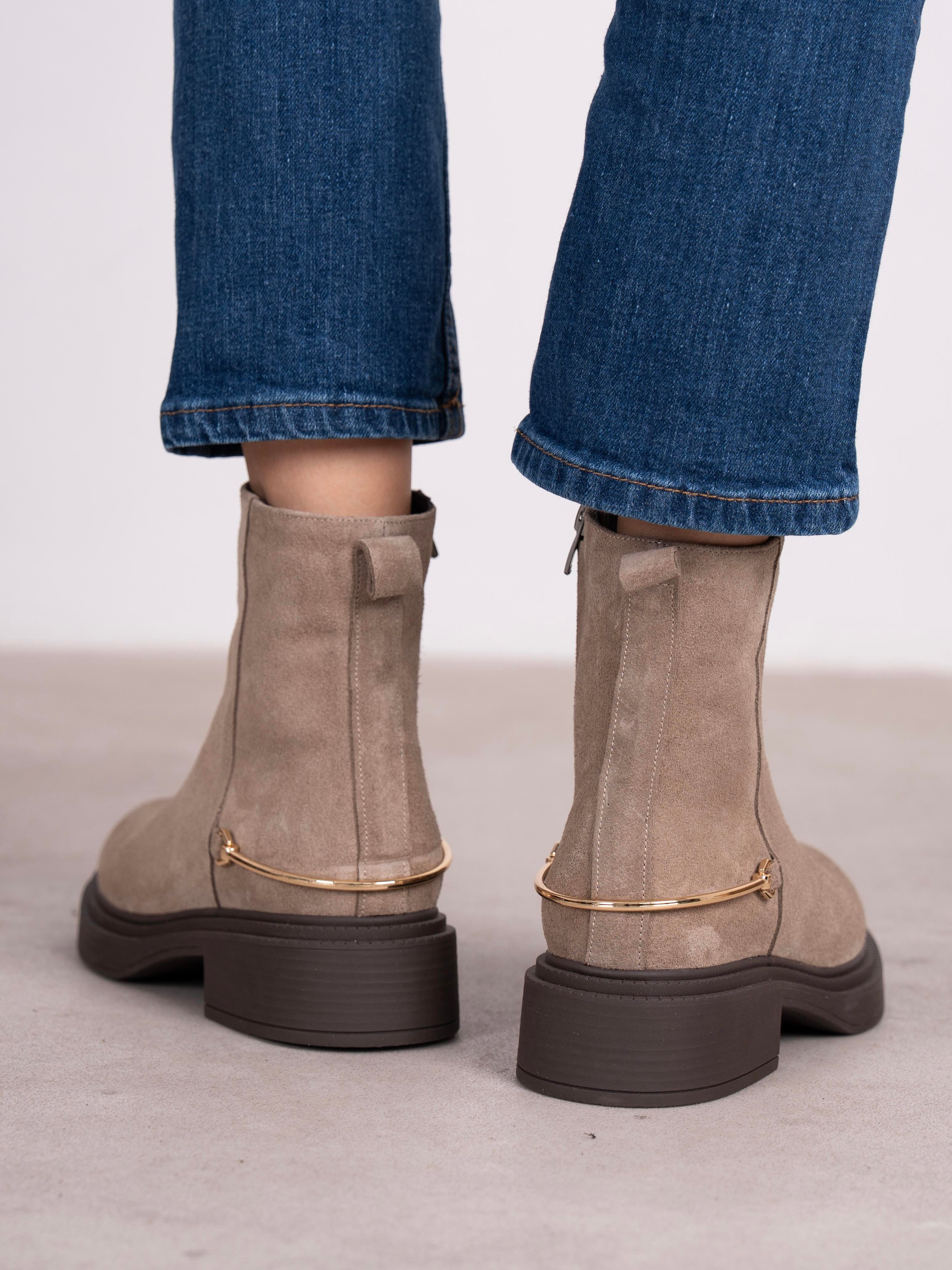 Fleur Vizon Süet Hakiki Deri Kadın Bot