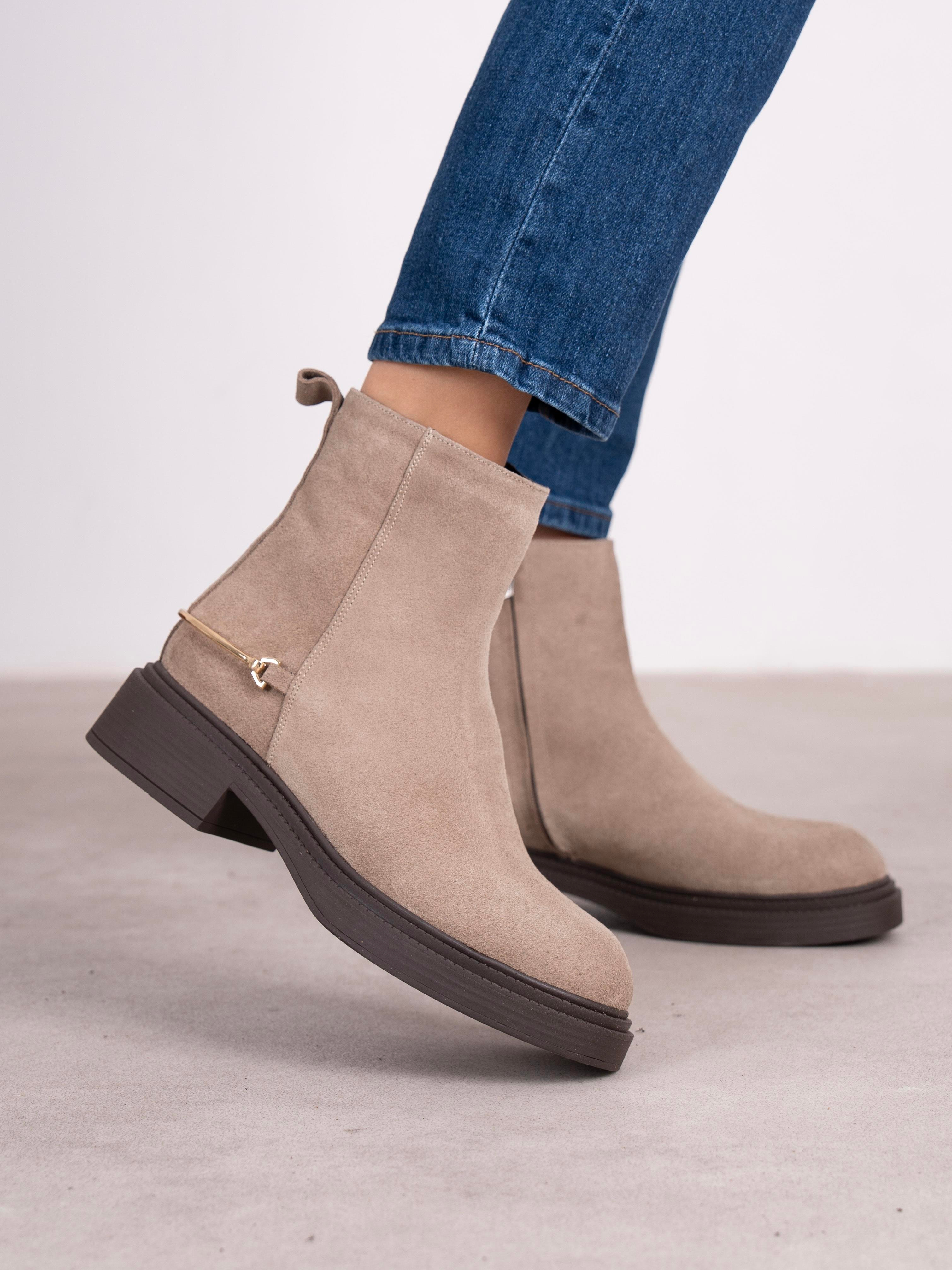 Fleur Vizon Süet Hakiki Deri Kadın Bot