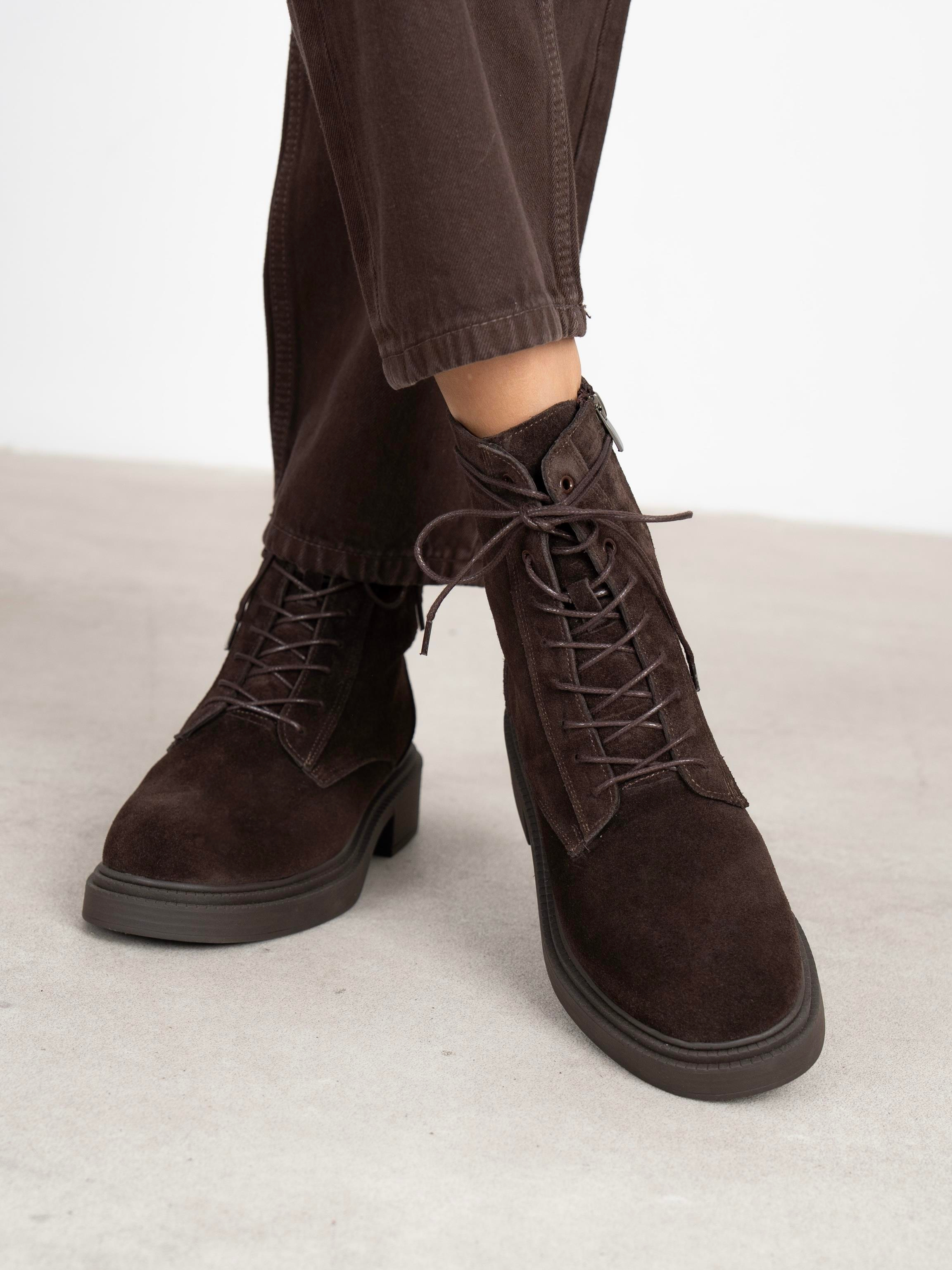 Fynar Kahve Süet Hakiki Deri Kadın Bot