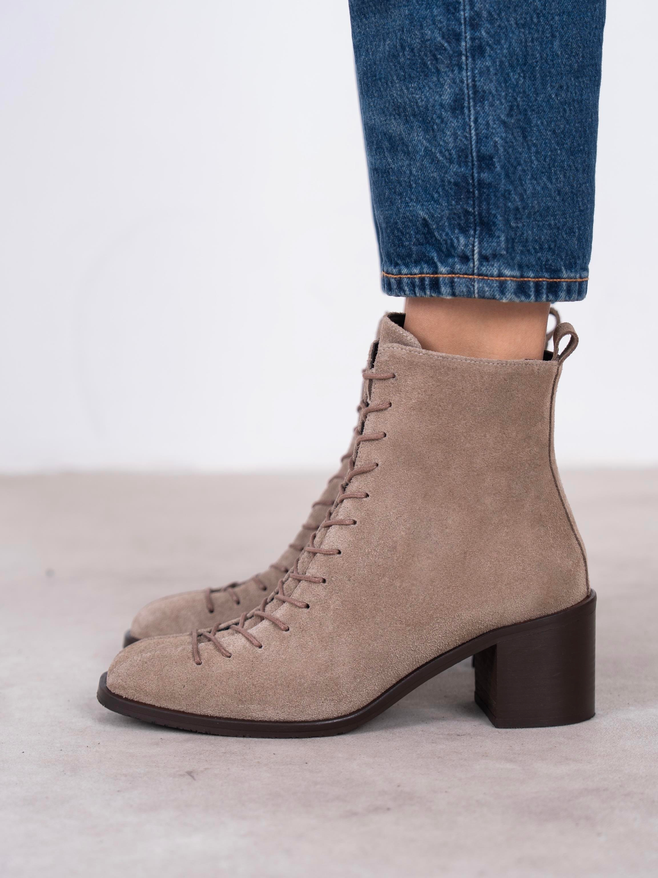 Hensy Vizon Süet Hakiki Deri Kadın Bot