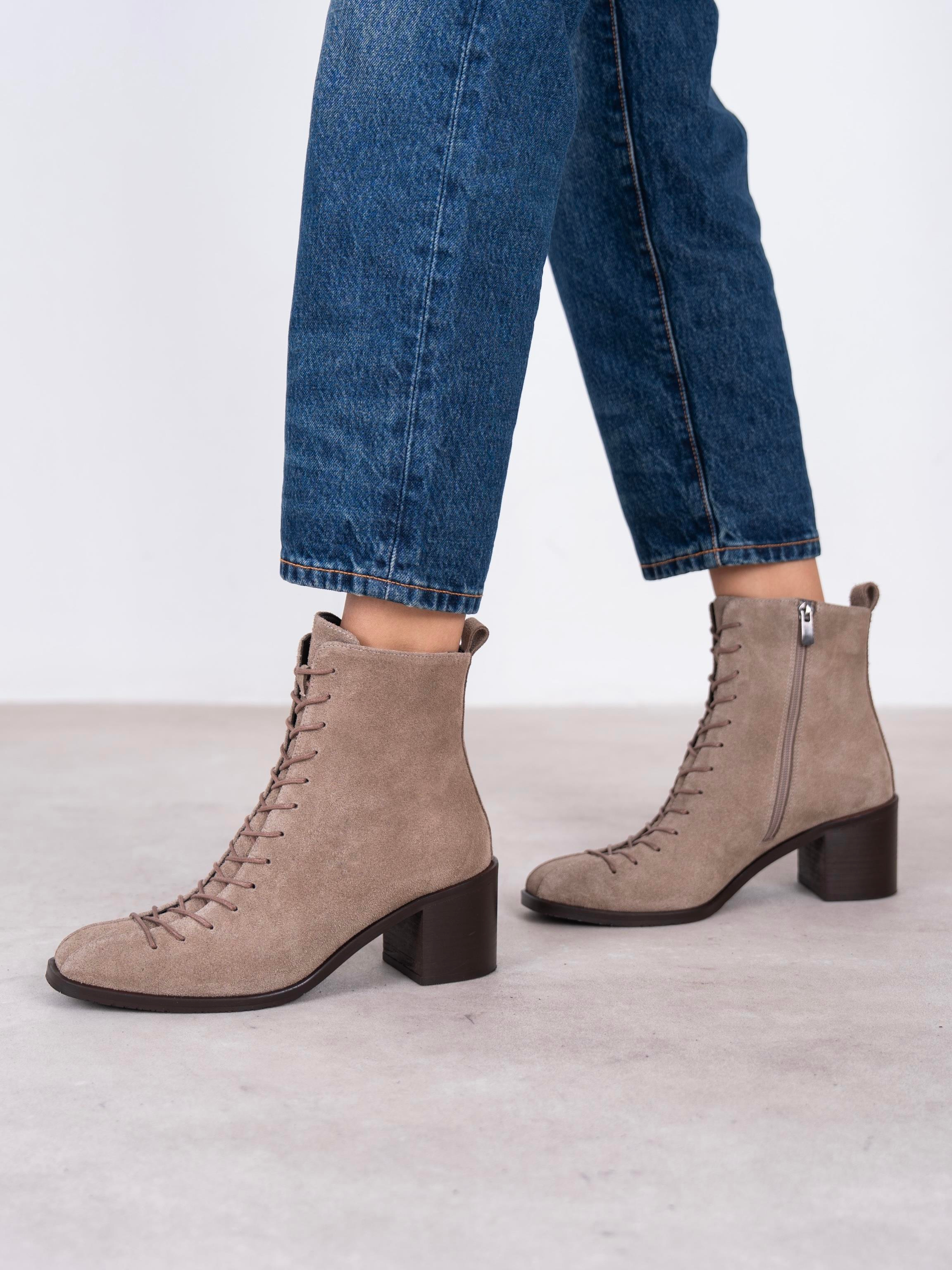 Hensy Vizon Süet Hakiki Deri Kadın Bot