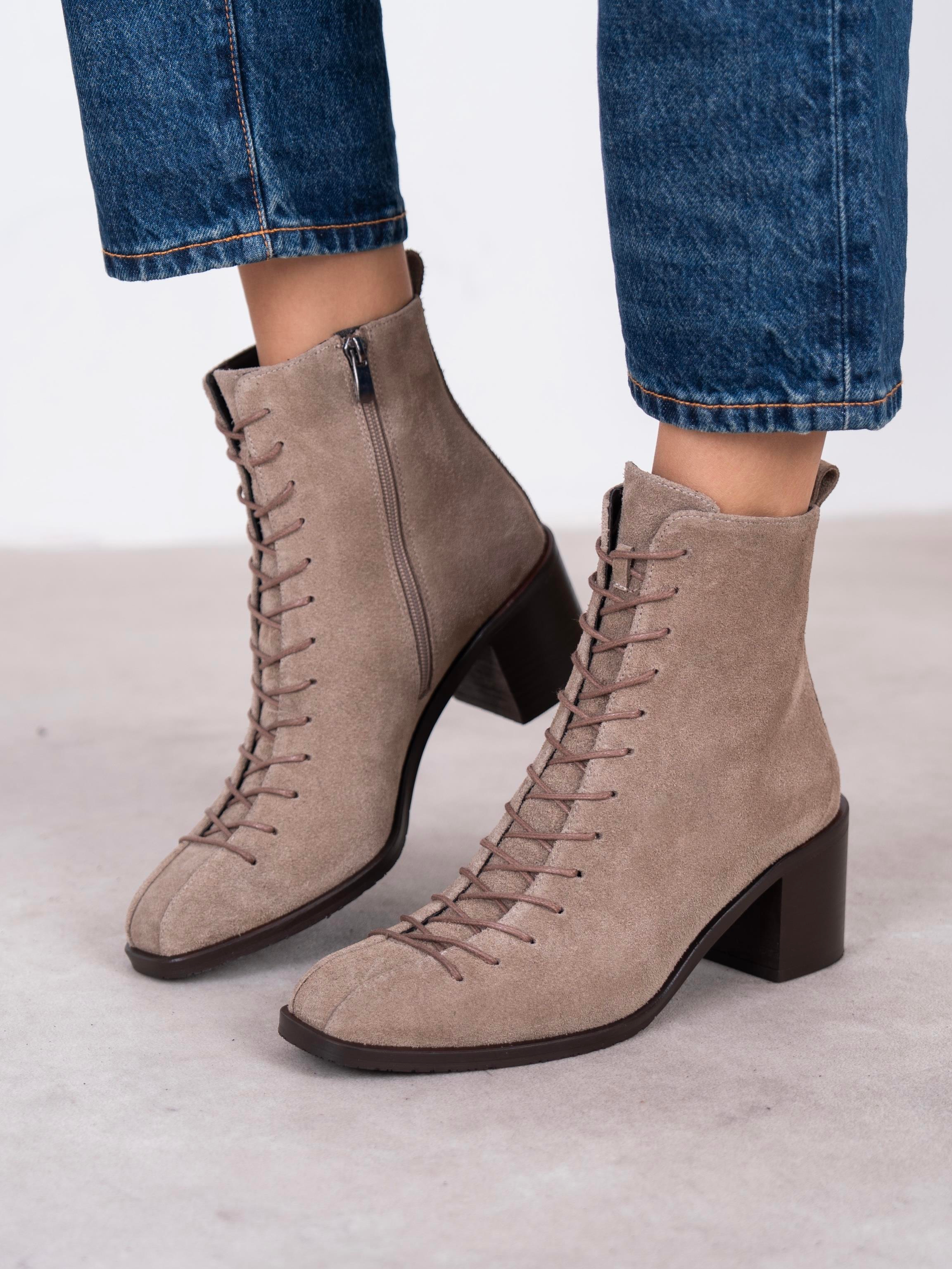 Hensy Vizon Süet Hakiki Deri Kadın Bot