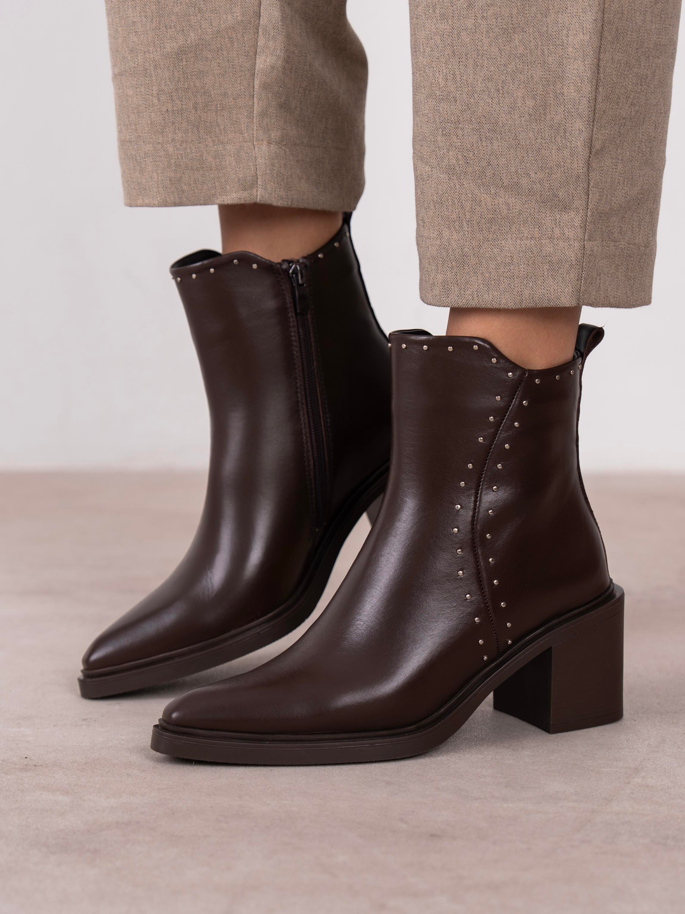 Hera Kahve Hakiki Deri Kadın Bot