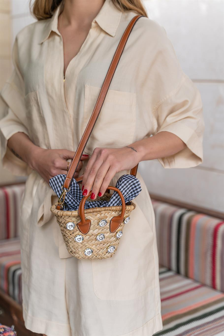 HSR1167 Turuncu   Hasır   Çanta