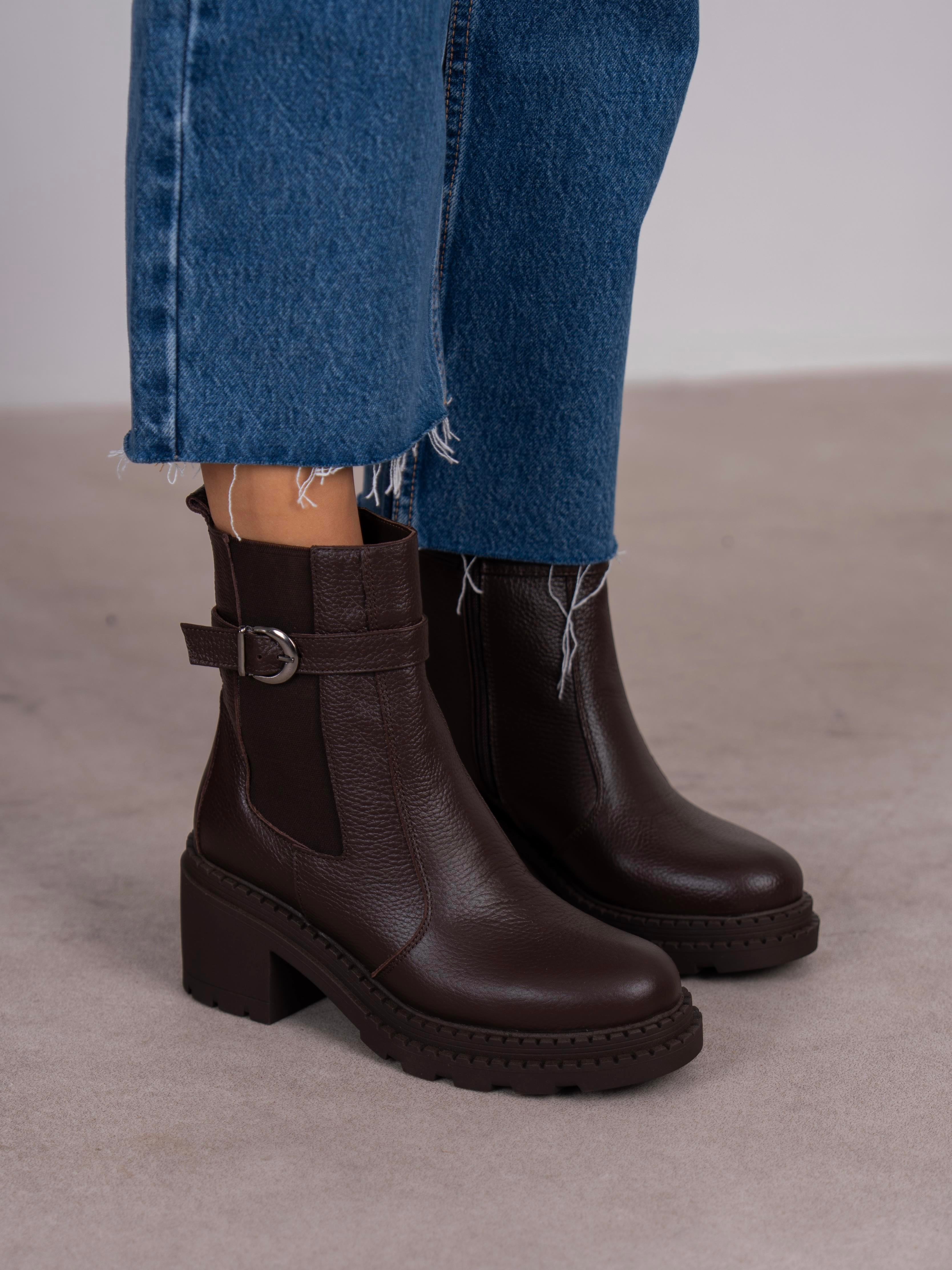 Lumi Kahve Hakiki Deri Kadın Bot