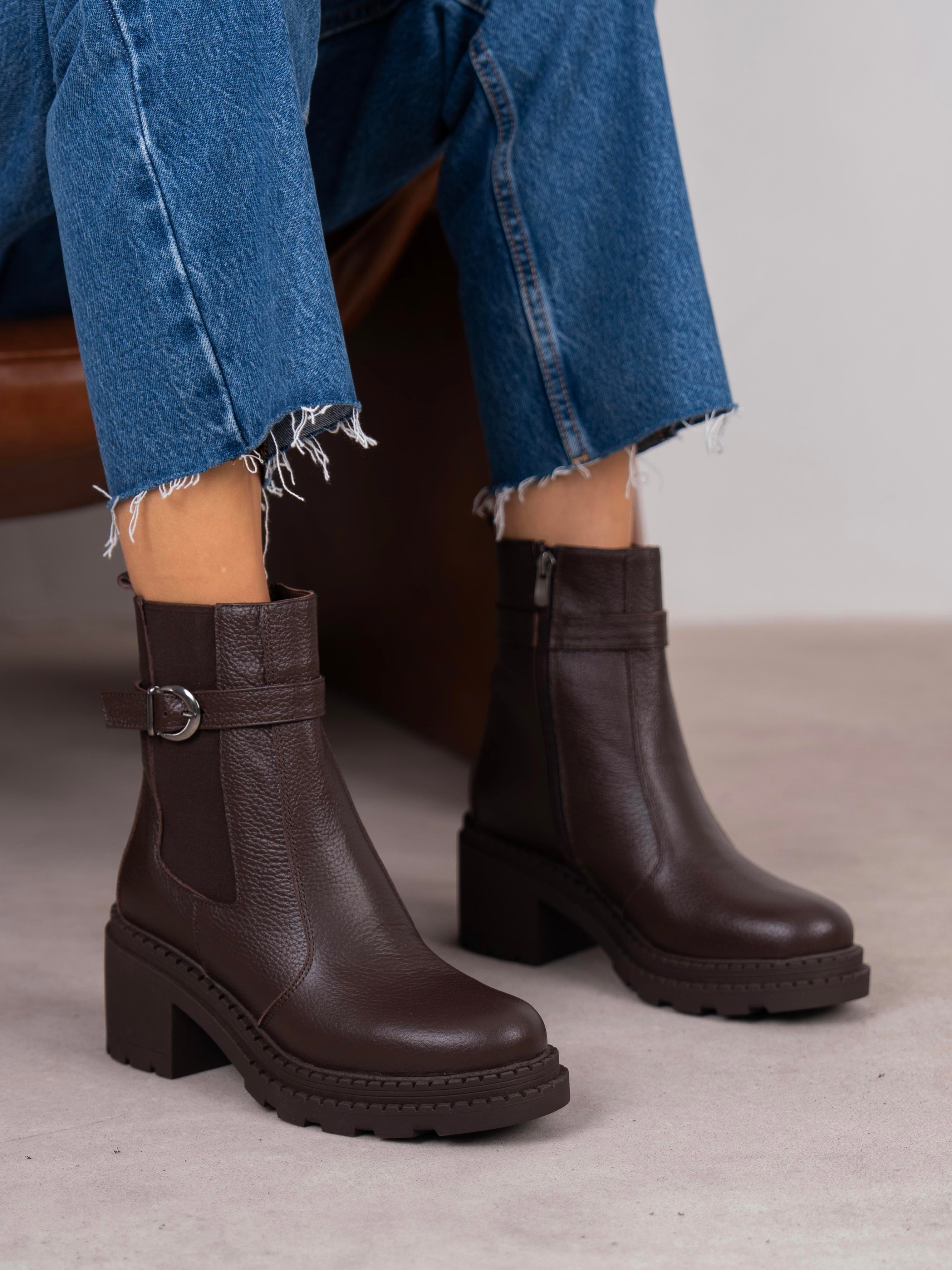 Lumi Kahve Hakiki Deri Kadın Bot