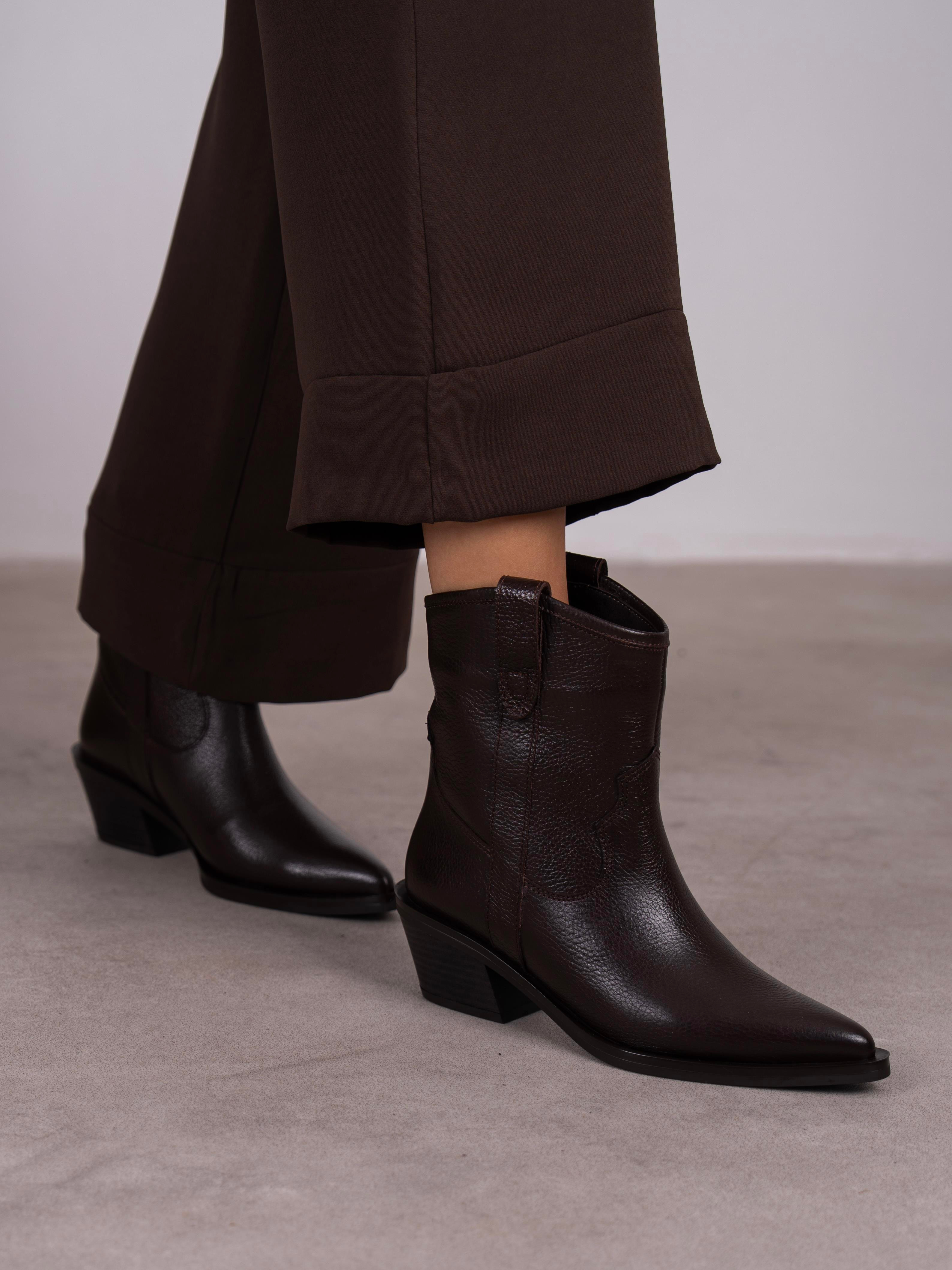 Medea Kahve Hakiki Deri Kadın Bot