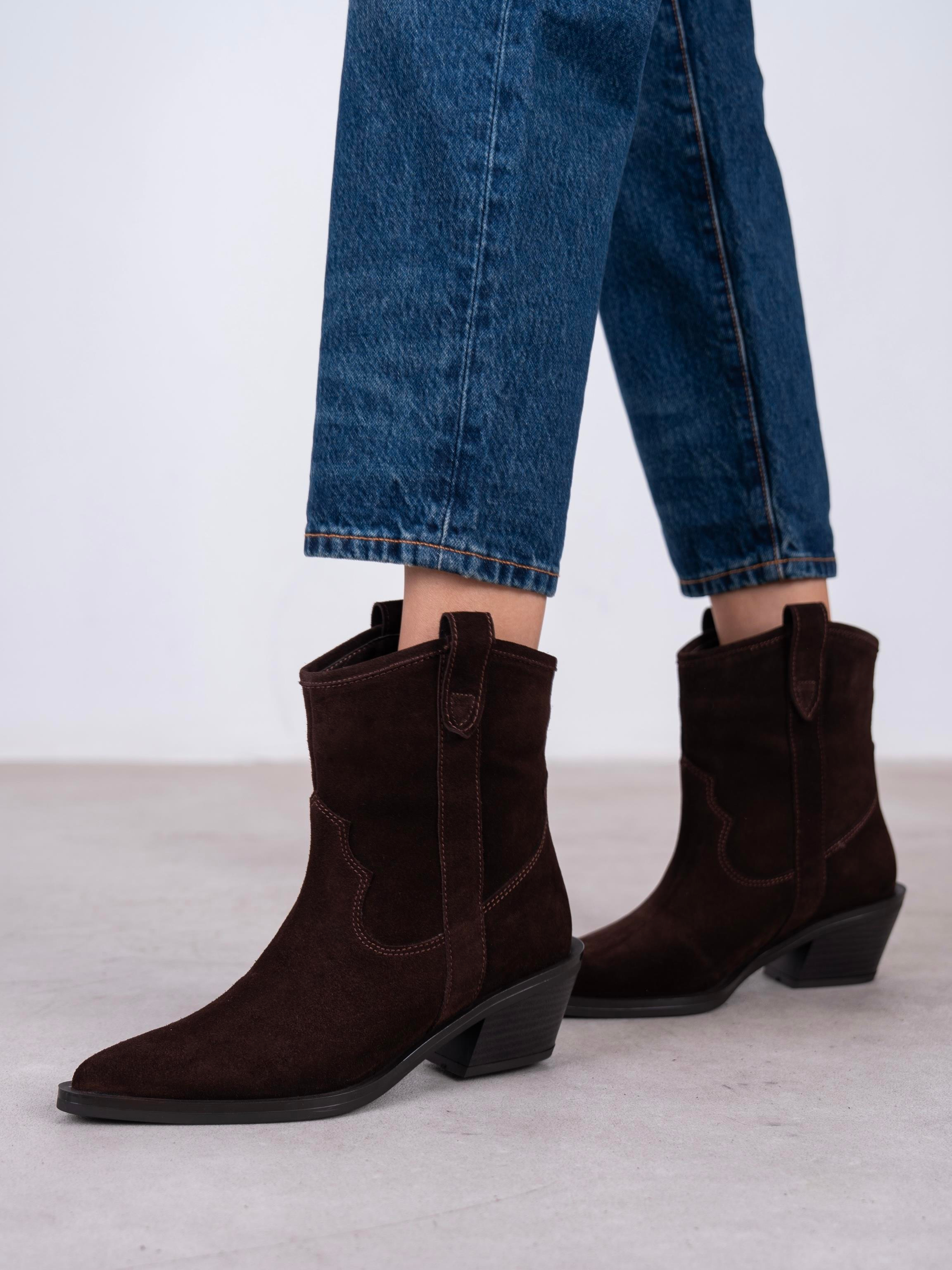 Medea Kahve Süet Hakiki Deri Kadın Bot