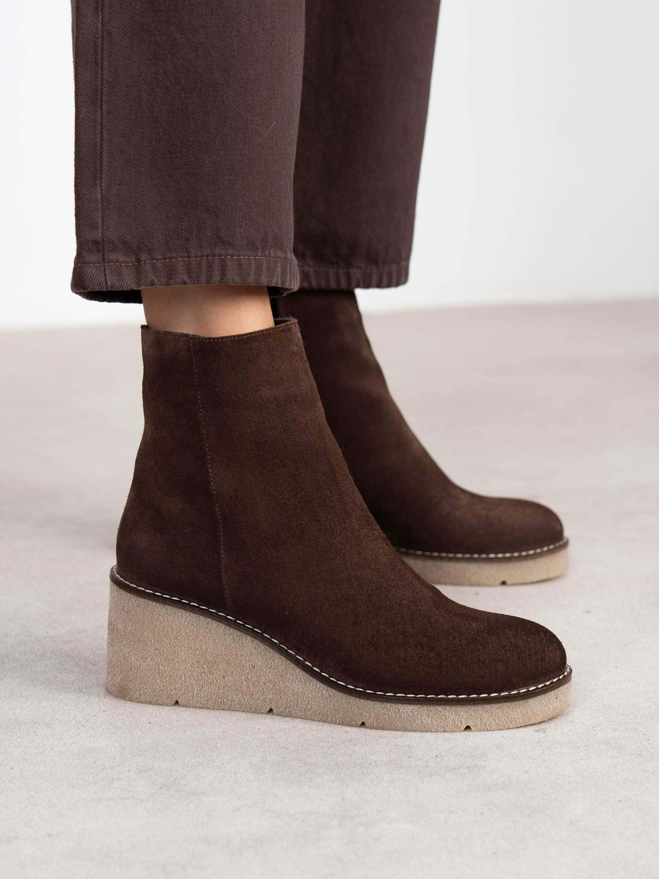 Nubia Kahve Süet Hakiki Deri Kadın Bot