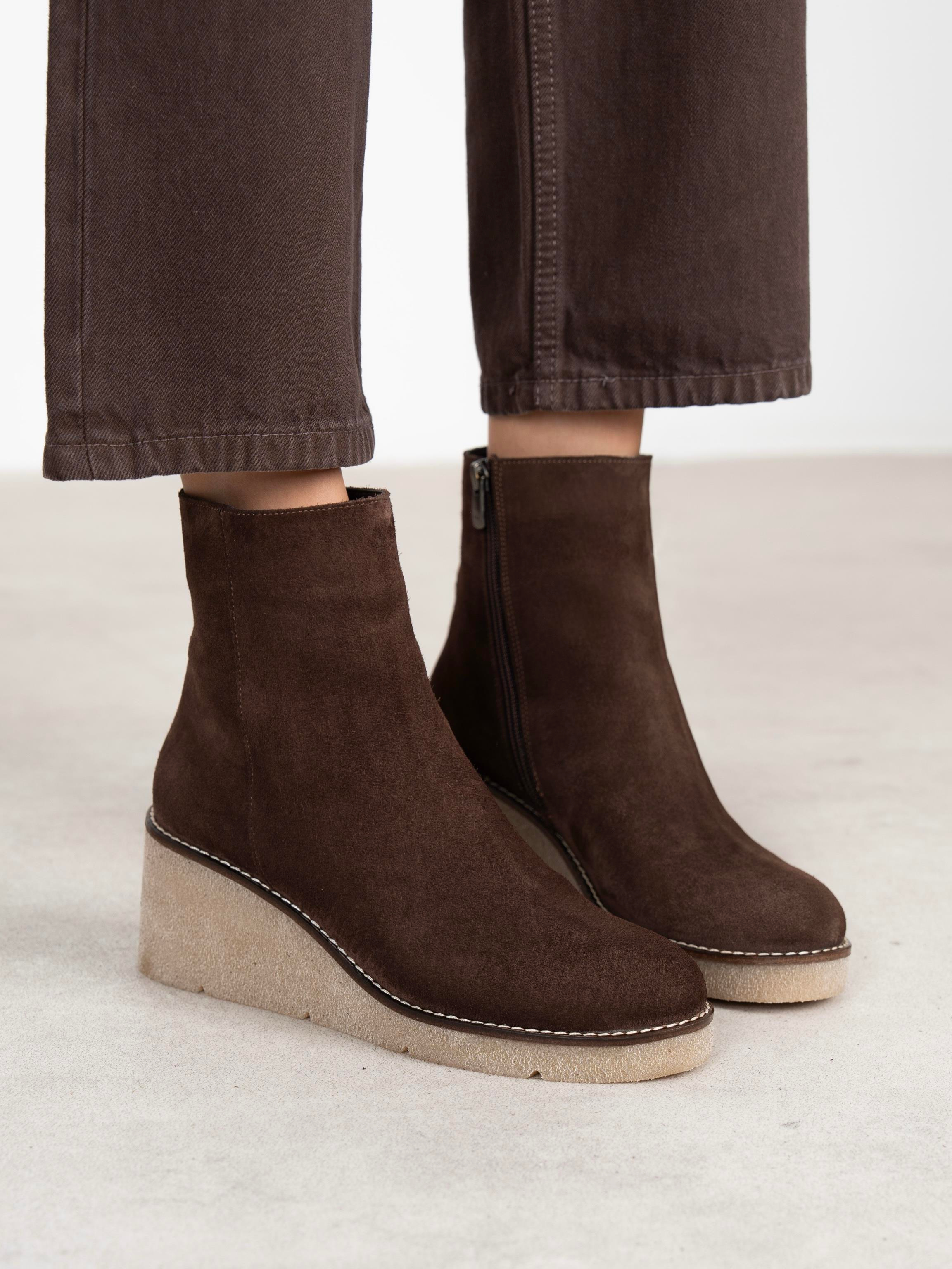 Nubia Kahve Süet Hakiki Deri Kadın Bot