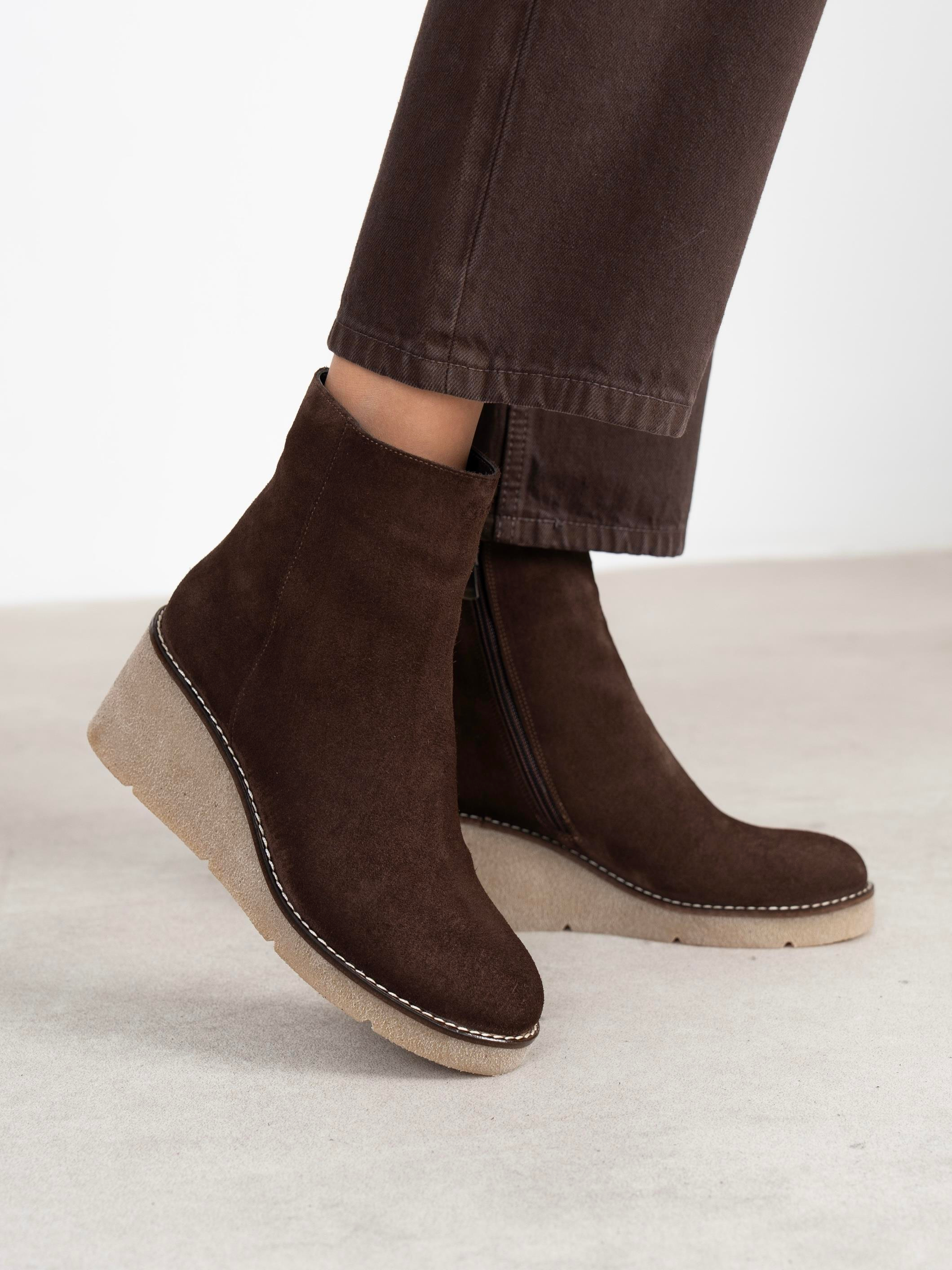 Nubia Kahve Süet Hakiki Deri Kadın Bot