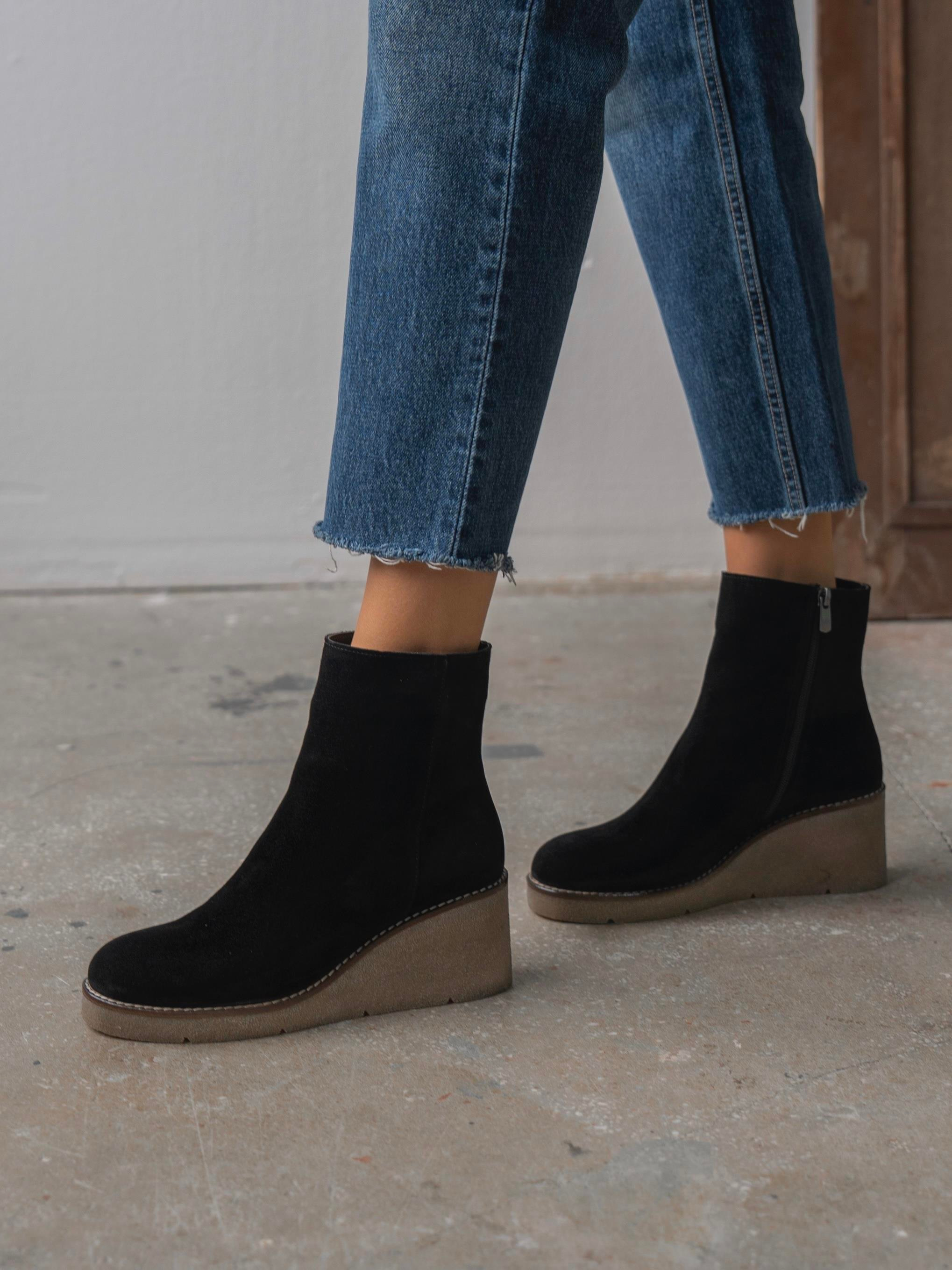 Nubia Siyah Süet Hakiki Deri Kadın Bot