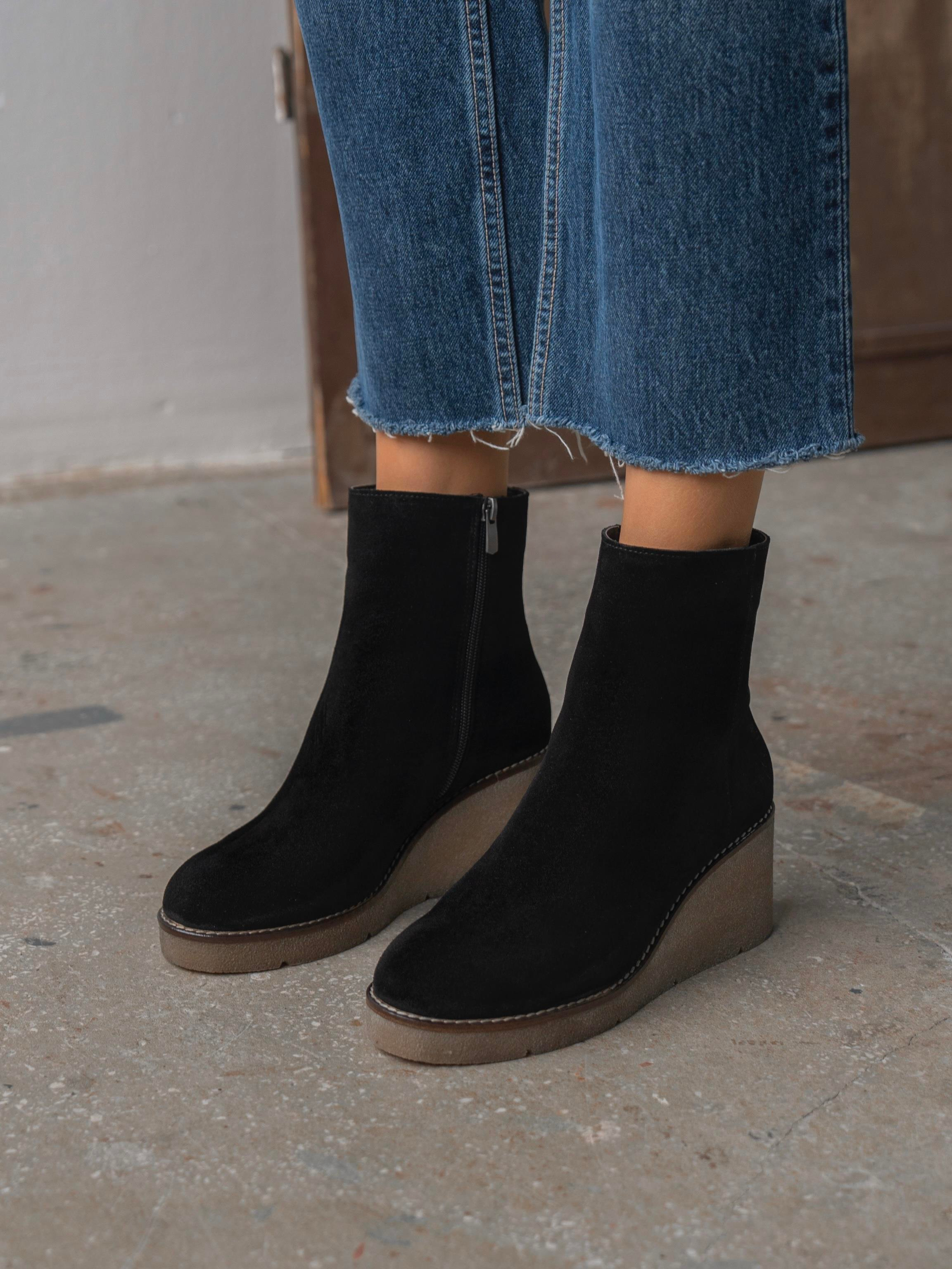 Nubia Siyah Süet Hakiki Deri Kadın Bot