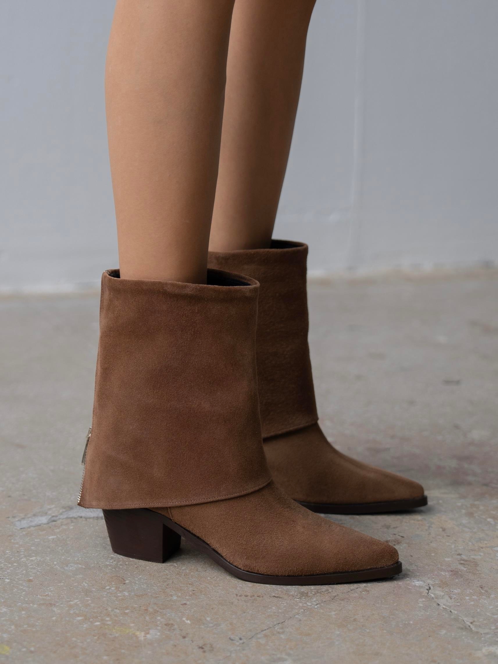 Plen Camel Süet Hakiki Deri Kadın Bot