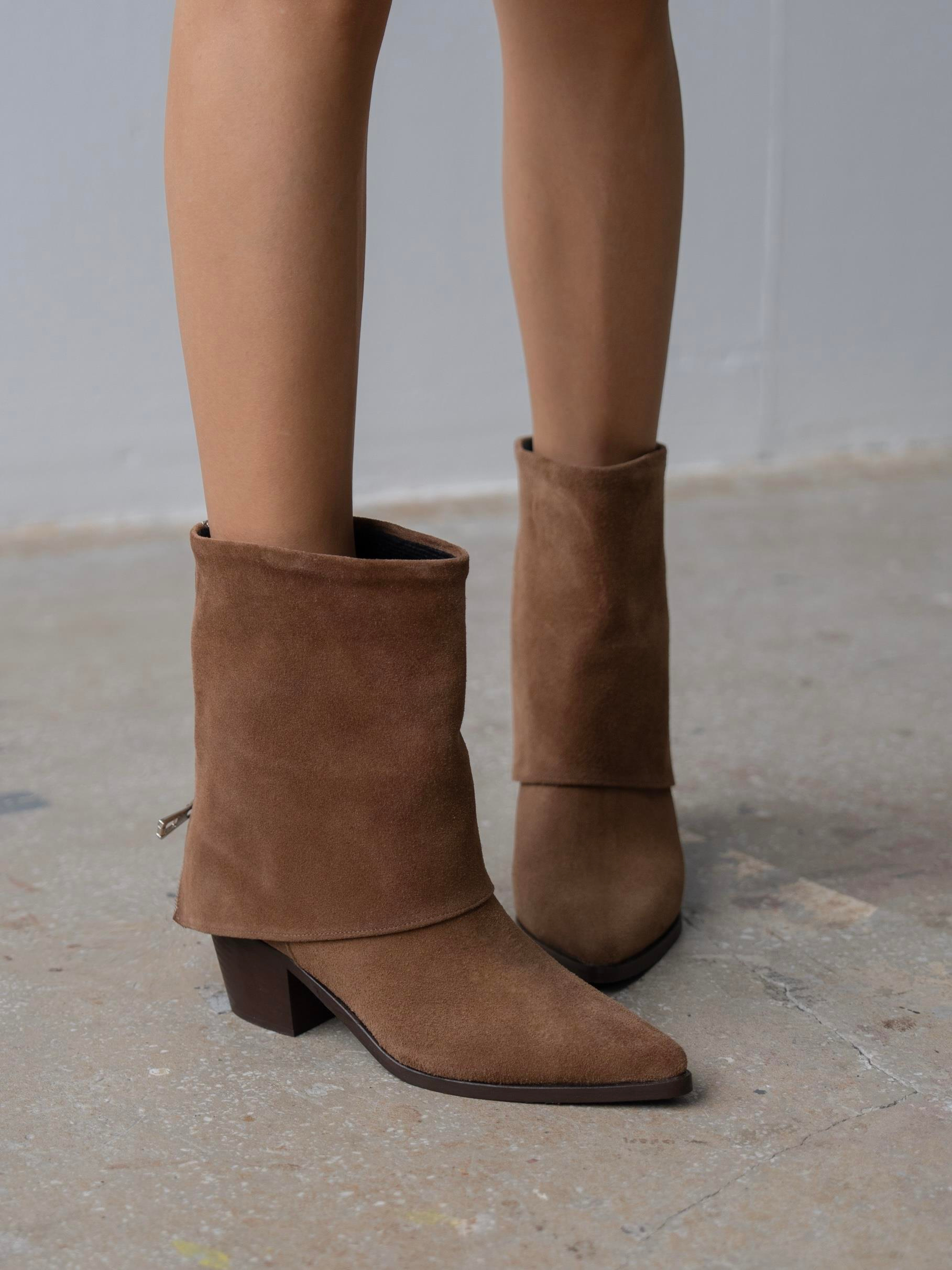 Plen Camel Süet Hakiki Deri Kadın Bot