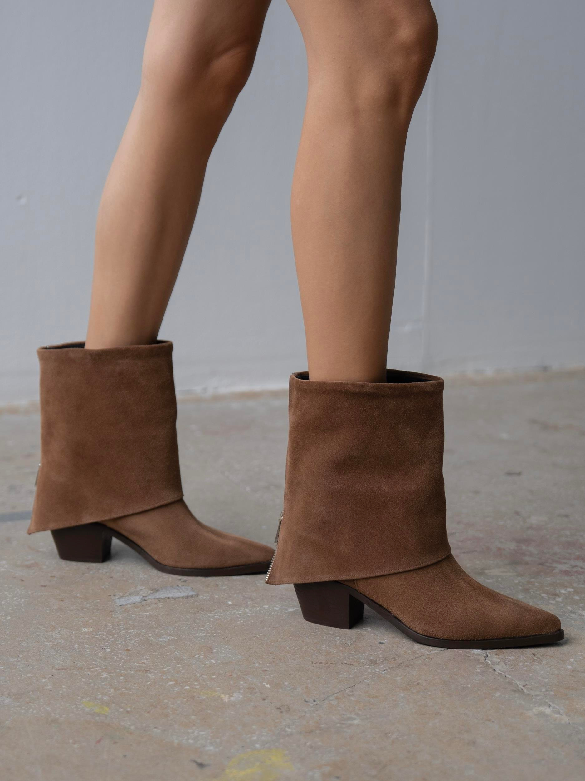 Plen Camel Süet Hakiki Deri Kadın Bot