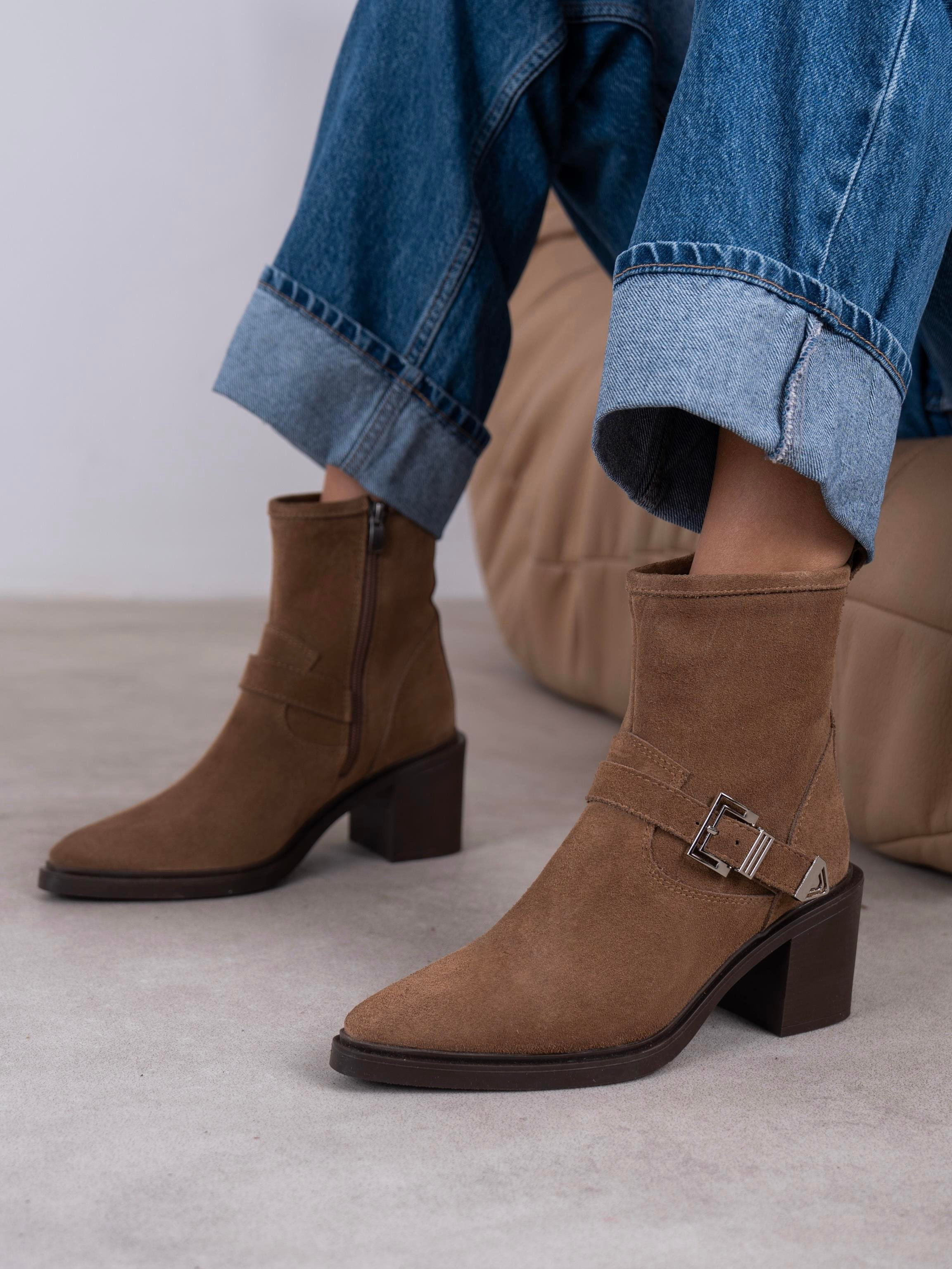 Pulina Camel Süet Hakiki Deri Kadın Bot