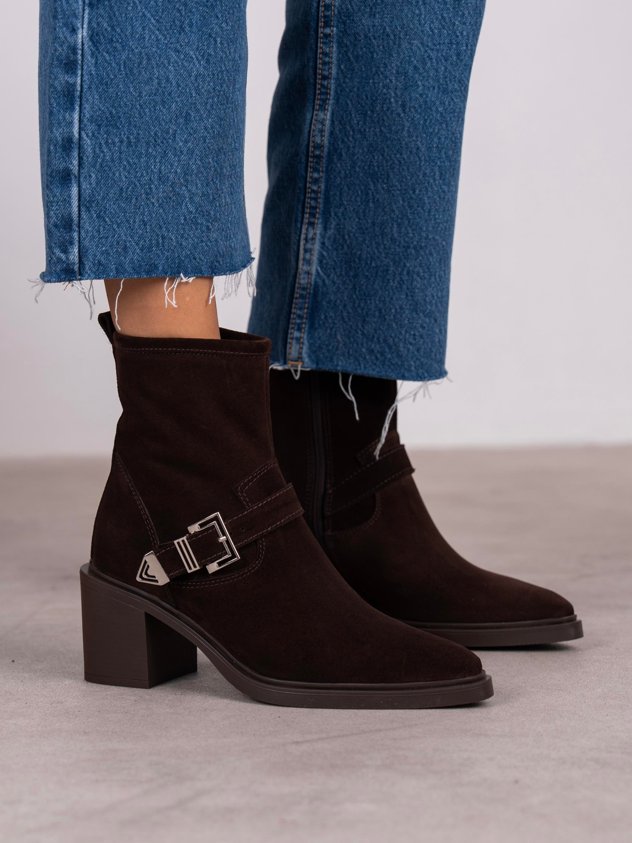 Pulina Kahve Süet Hakiki Deri Kadın Bot