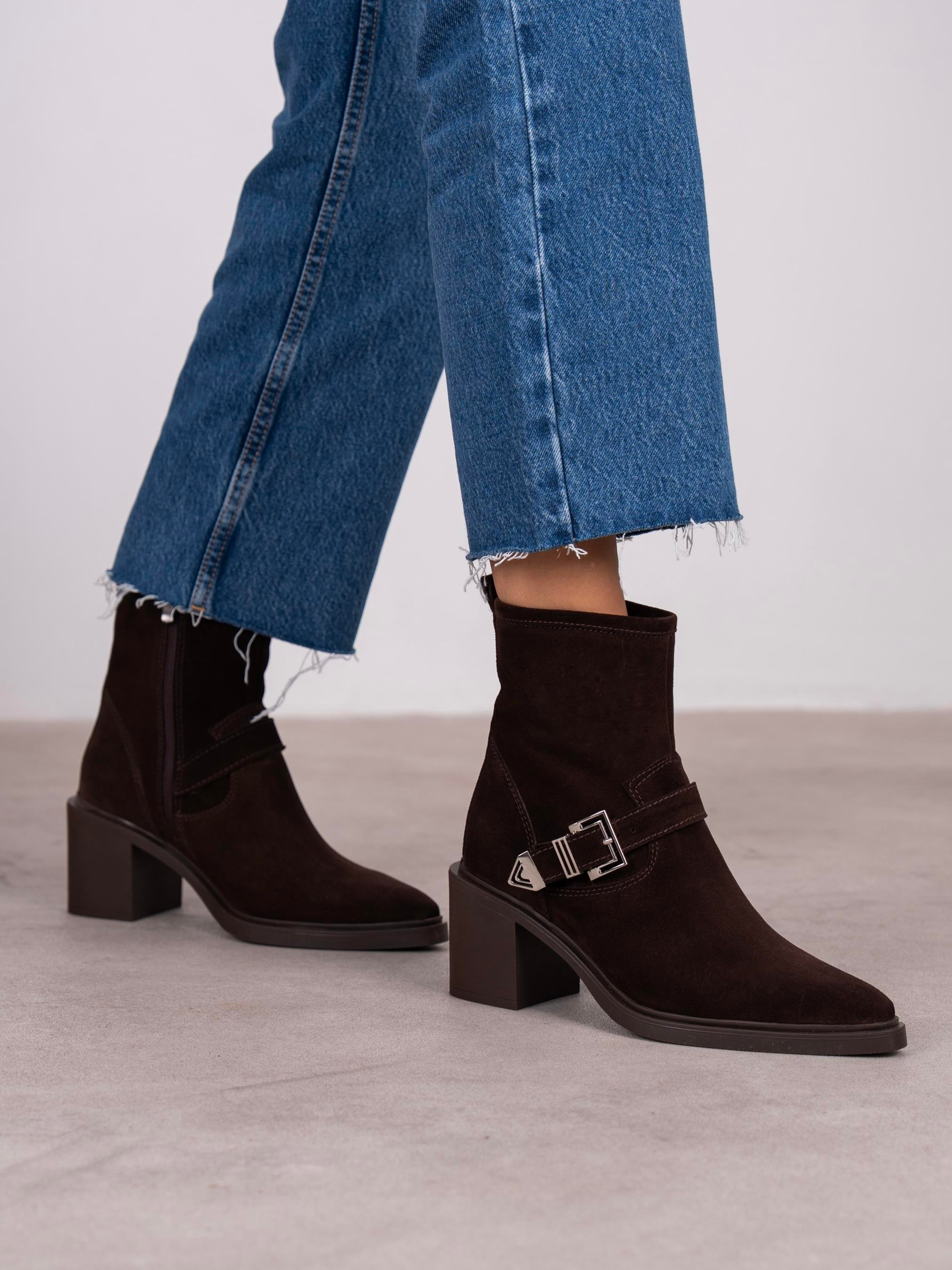 Pulina Kahve Süet Hakiki Deri Kadın Bot