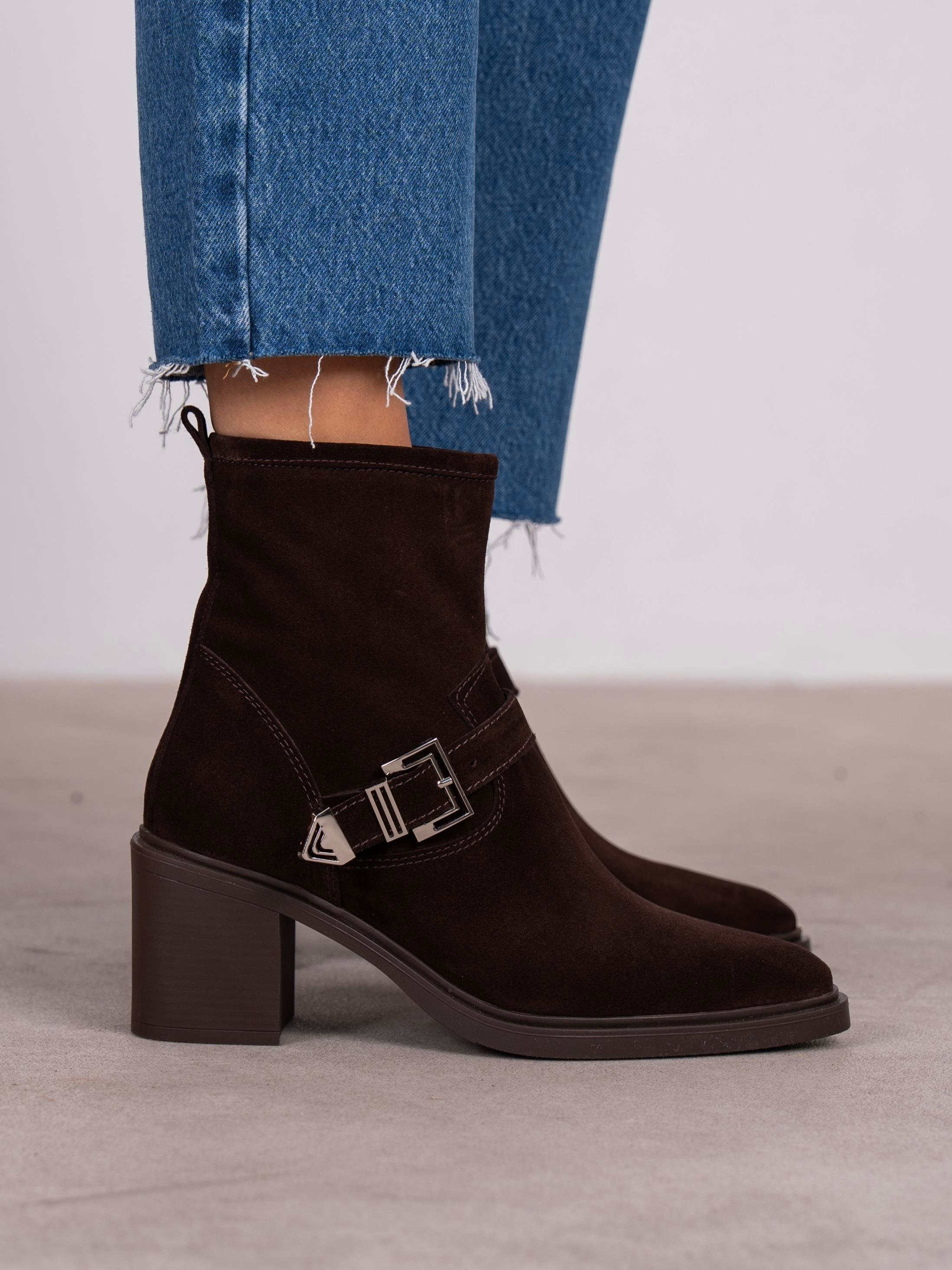 Pulina Kahve Süet Hakiki Deri Kadın Bot