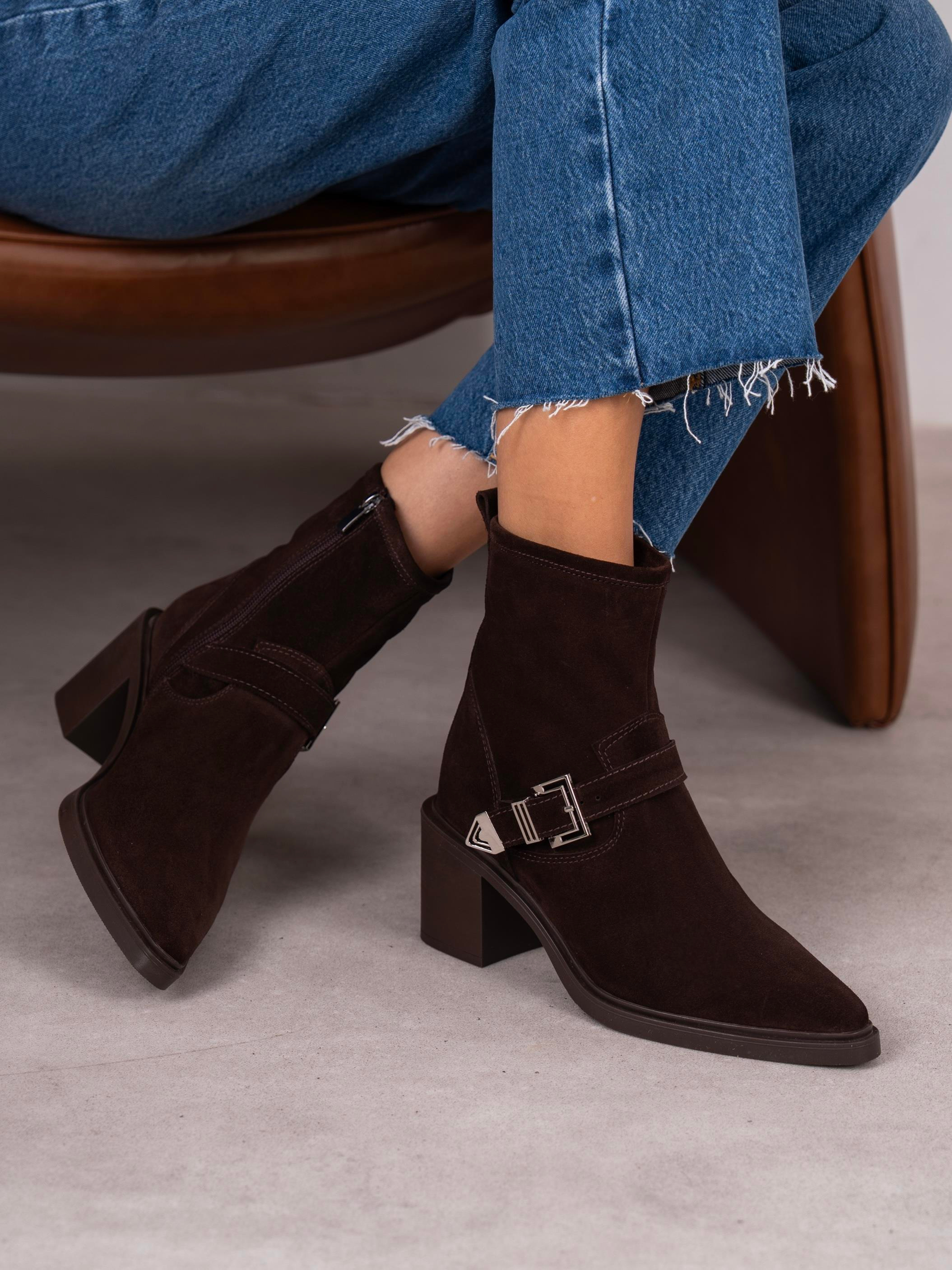 Pulina Kahve Süet Hakiki Deri Kadın Bot