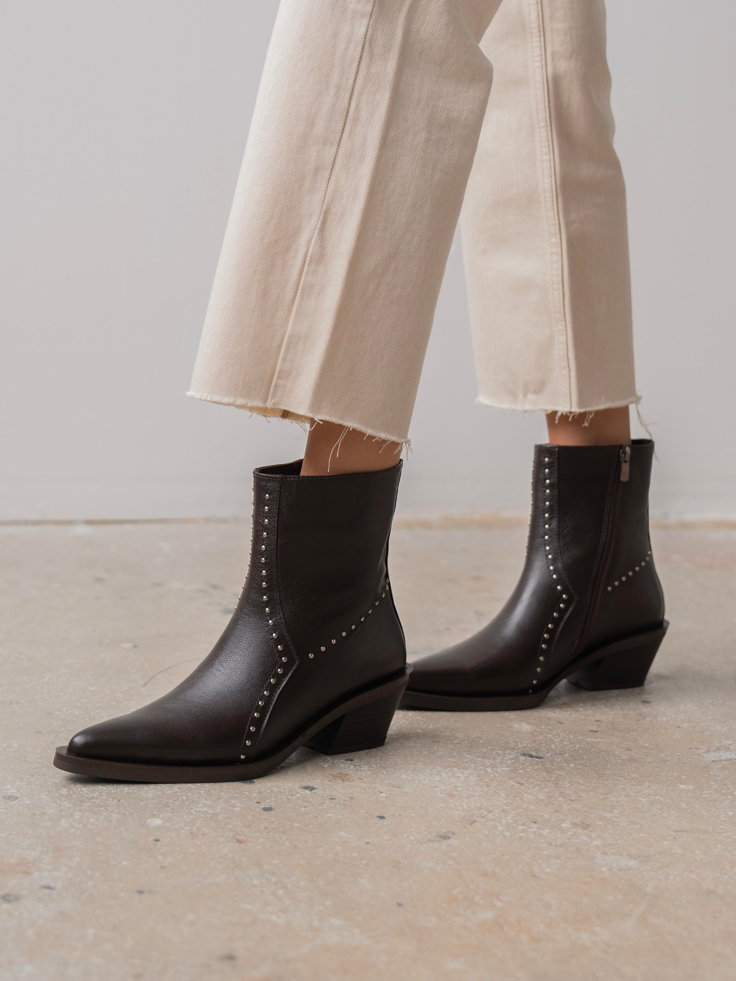 Ruxan Kahve Hakiki Deri Kadın Bot