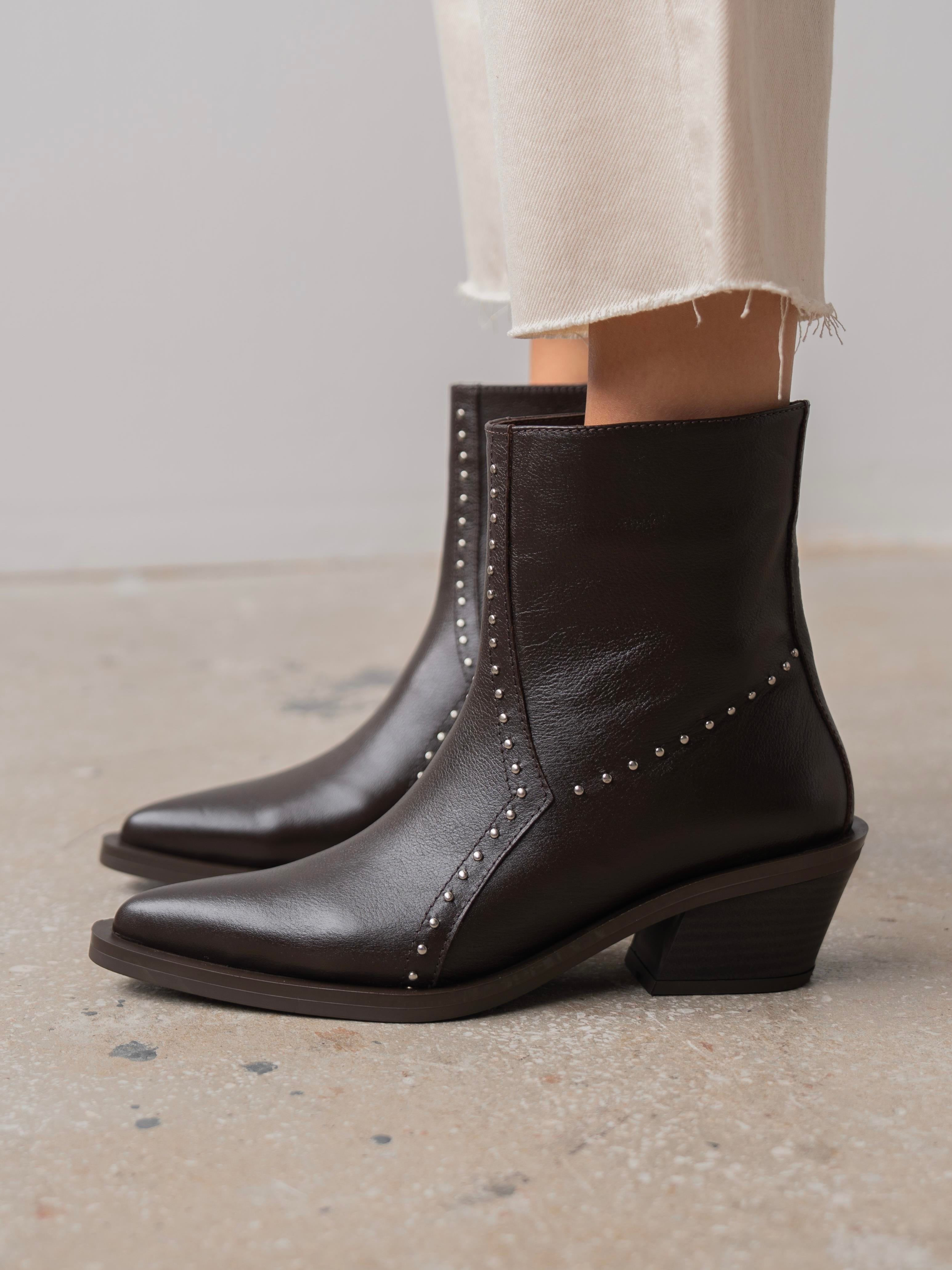 Ruxan Kahve Hakiki Deri Kadın Bot