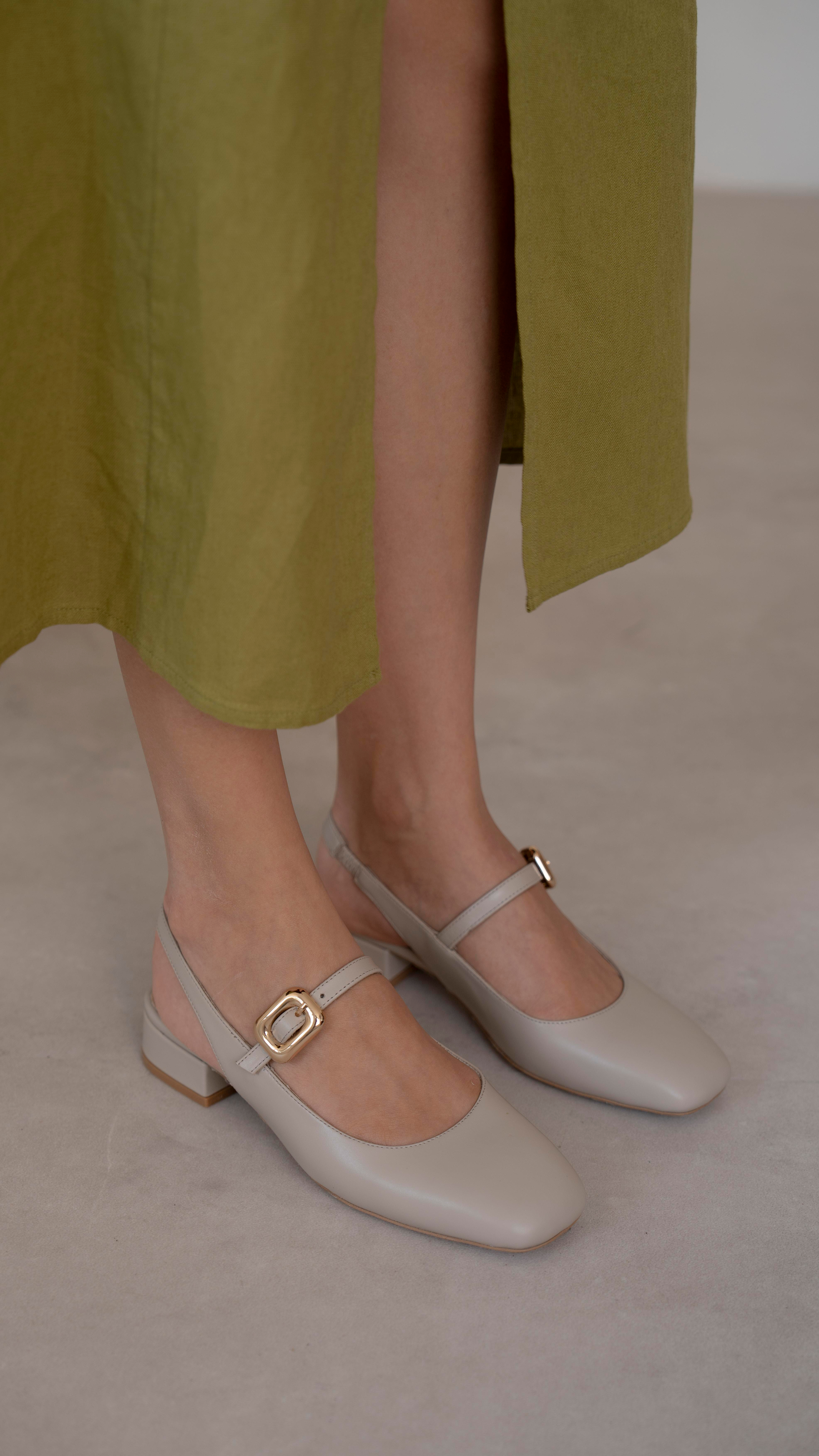 Somer Bej   Hakiki Deri   Topuklu Ayakkabı