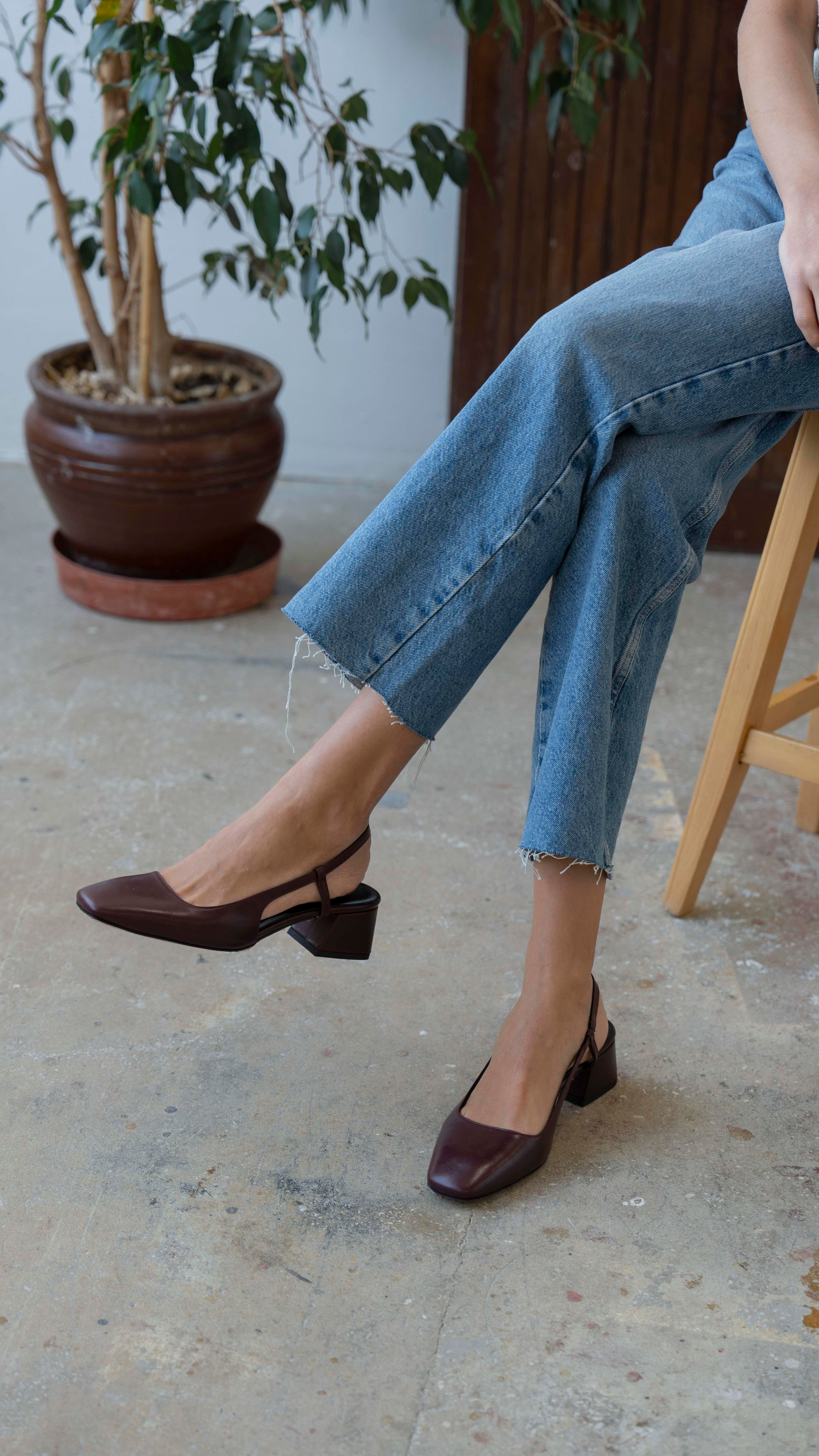 Vardy Bordo   Hakiki Deri   Topuklu Ayakkabı