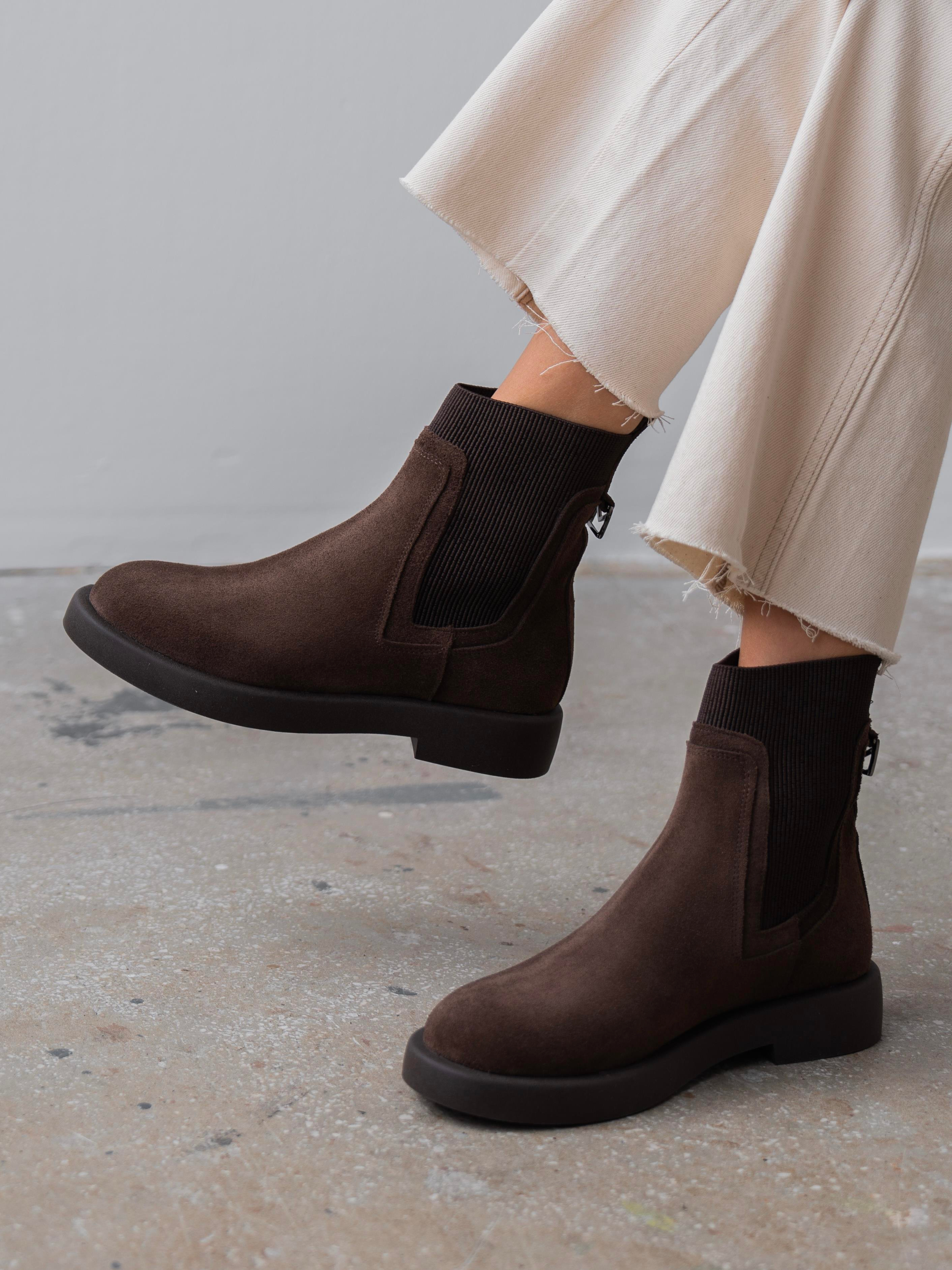 Viel Kahve Süet Hakiki Deri Kadın Bot