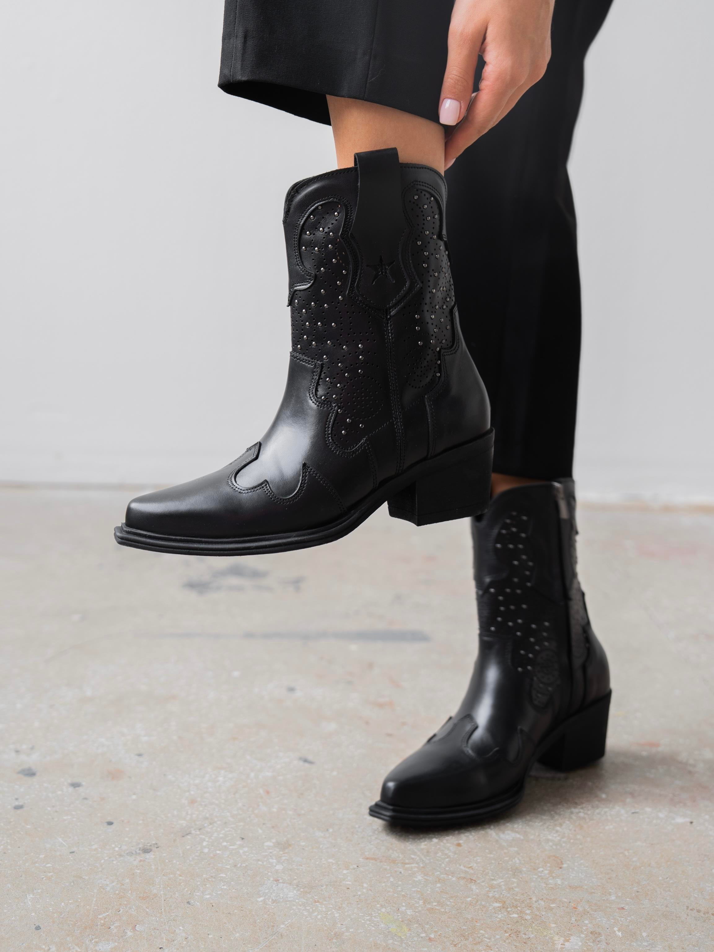 Vulya Siyah Hakiki Deri Kadın Bot