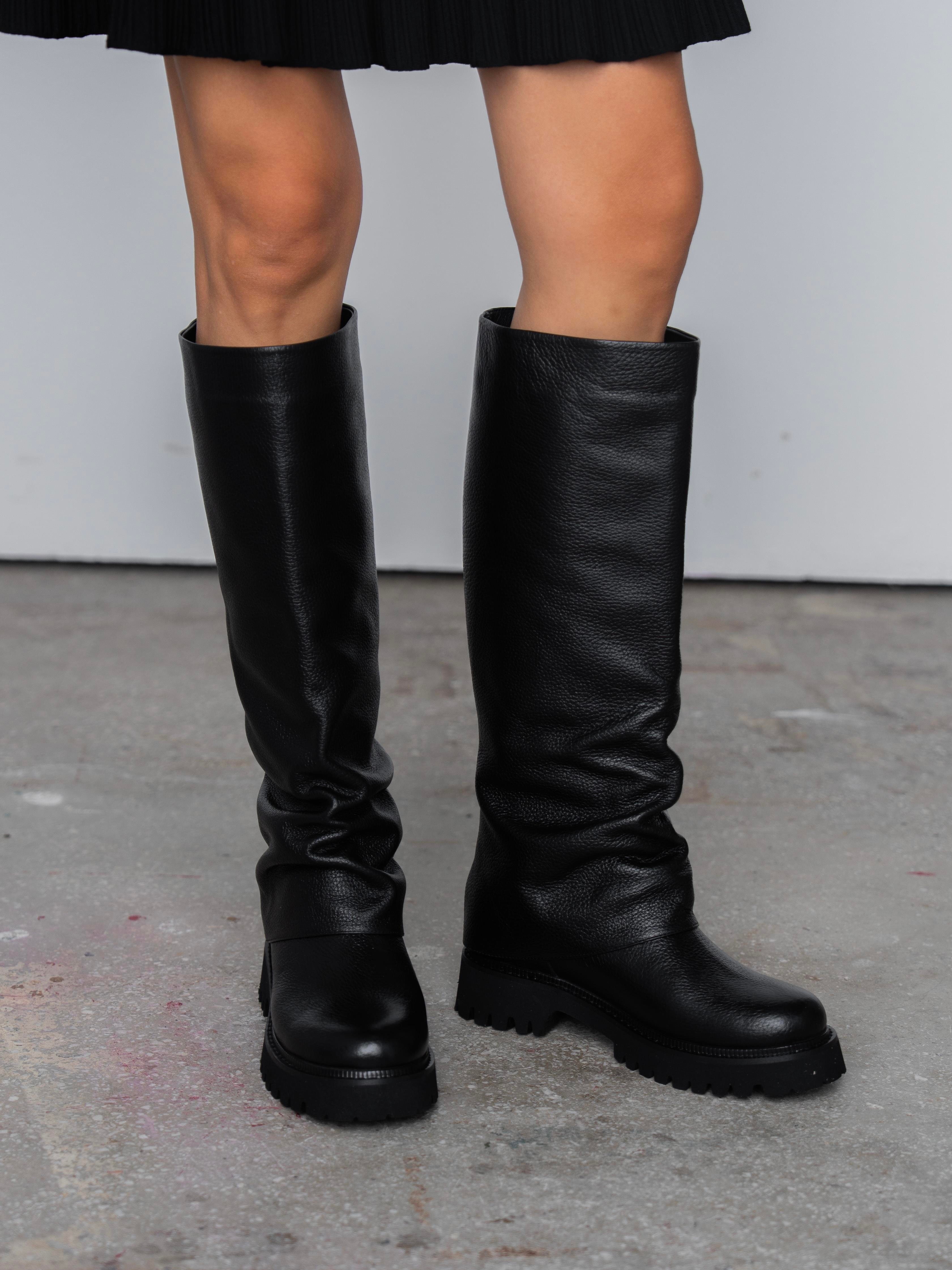 Ylva Siyah Hakiki Deri Kadın Çizme