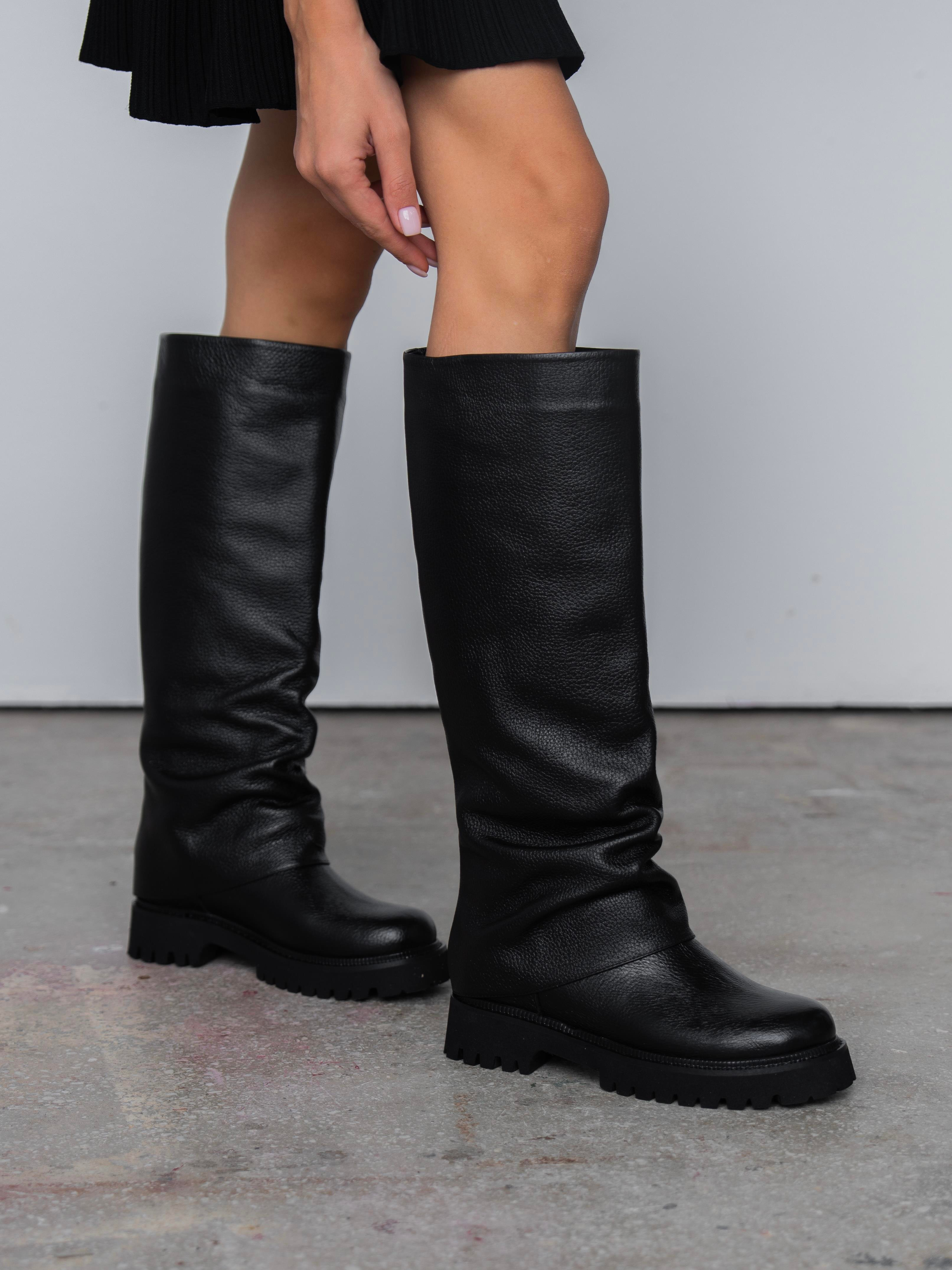 Ylva Siyah Hakiki Deri Kadın Çizme