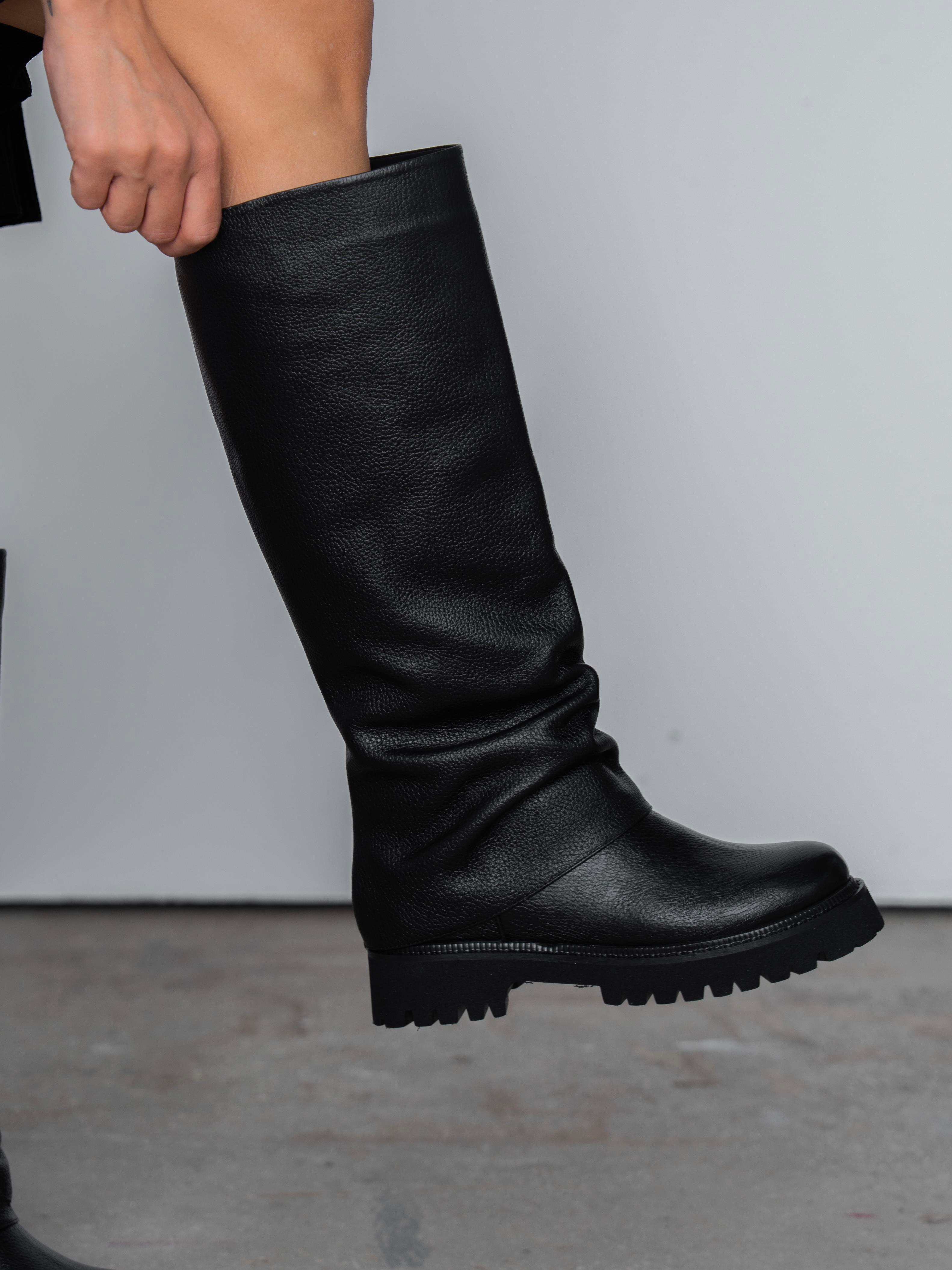 Ylva Siyah Hakiki Deri Kadın Çizme