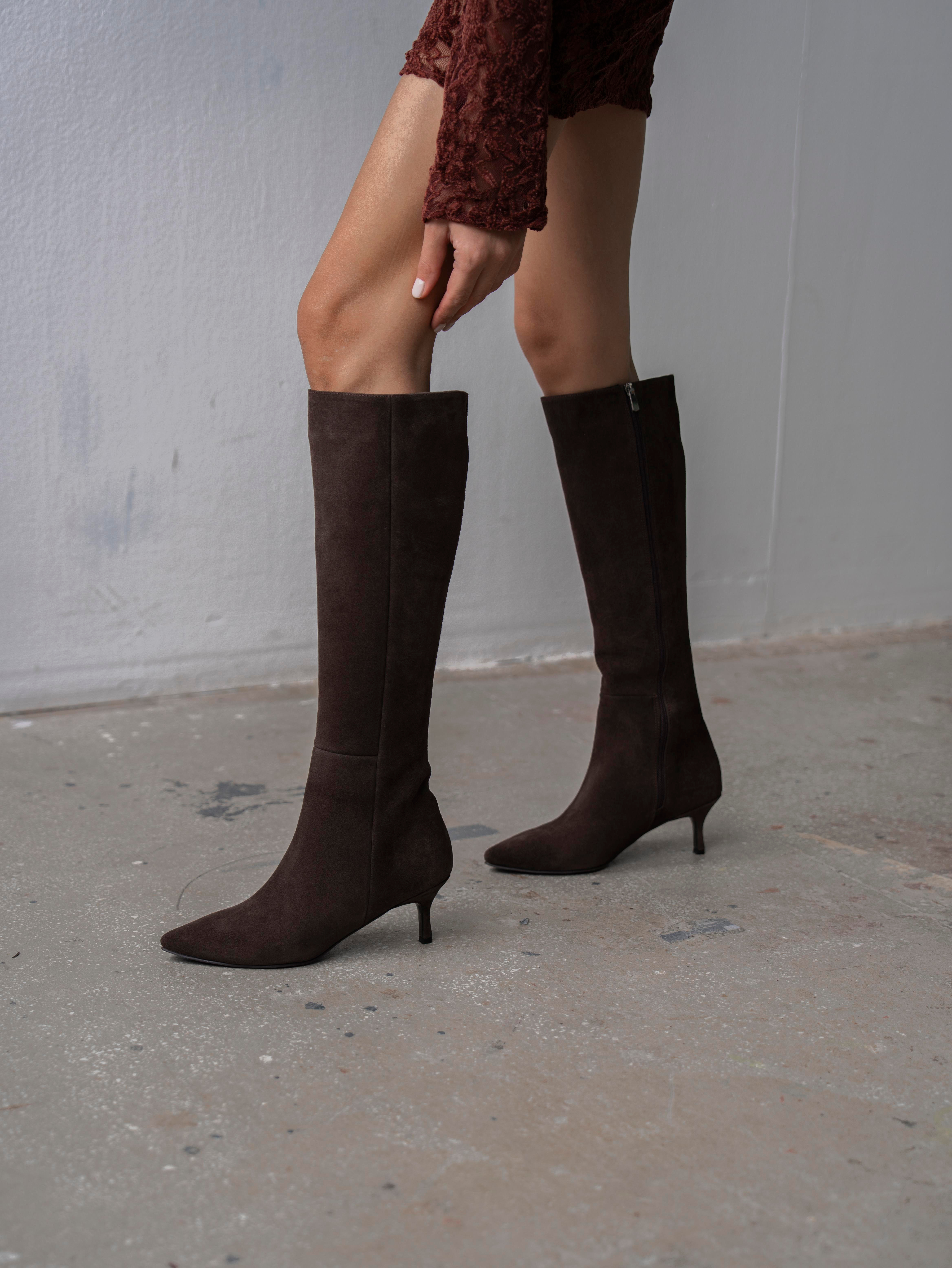 Zanka Kahve Süet Hakiki Deri  Çizme